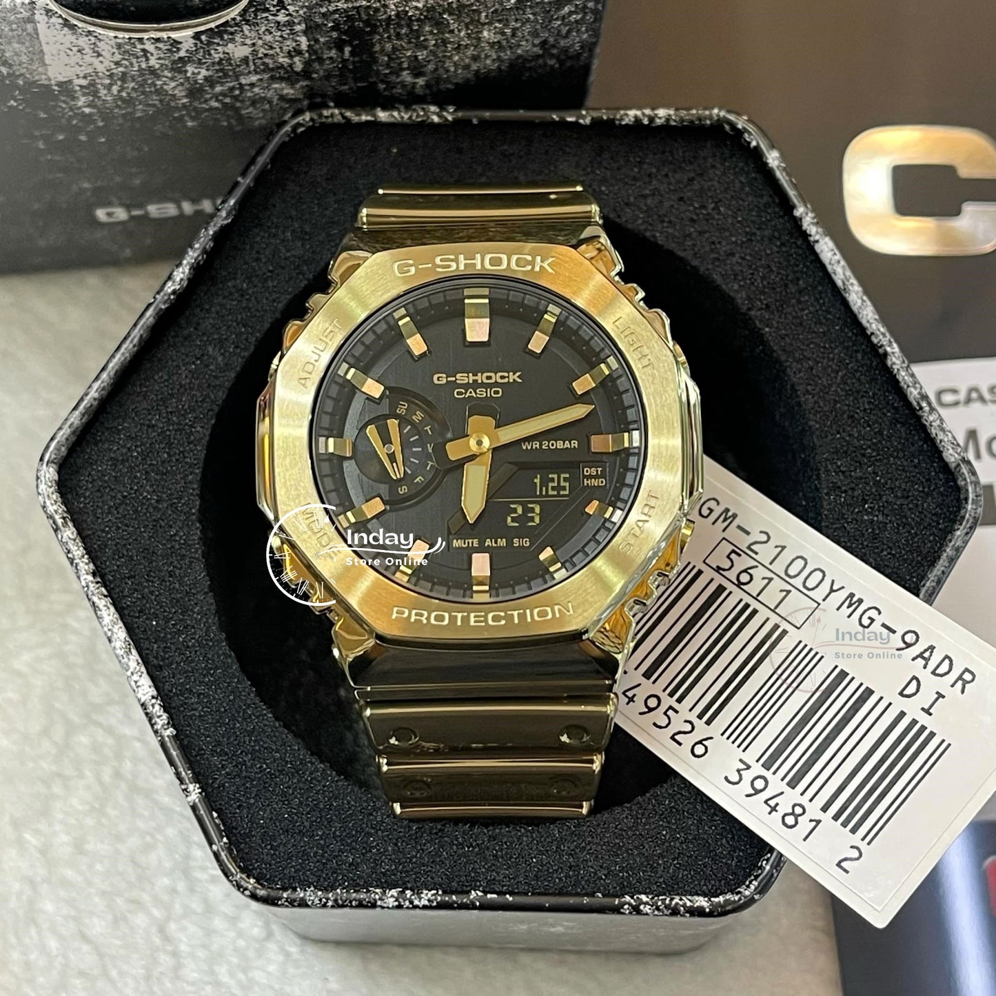 Casio G-Shock G-Steel Men's Watch GM-2100YMG-9A Mineral Glass Shock Resistant Stainless Steel Band