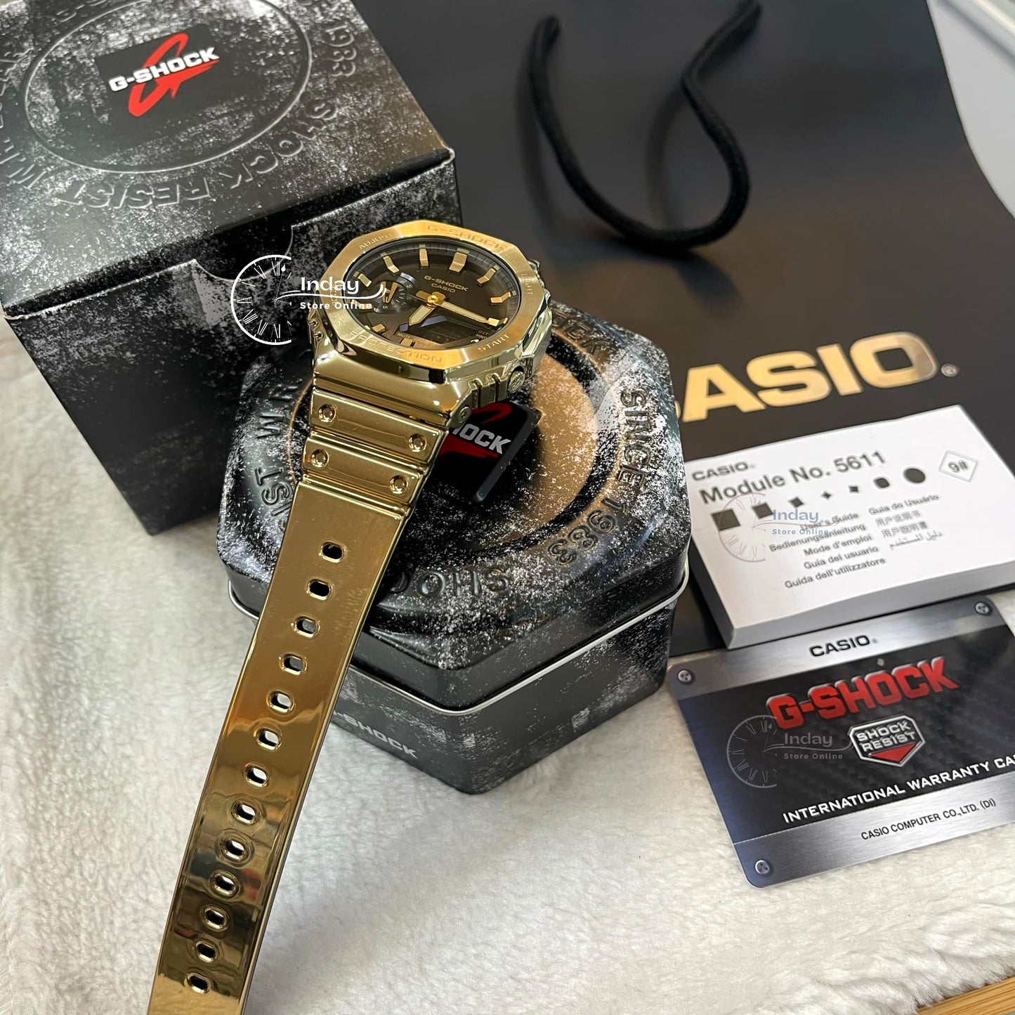 Casio G-Shock G-Steel Men's Watch GM-2100YMG-9A Mineral Glass Shock Resistant Stainless Steel Band
