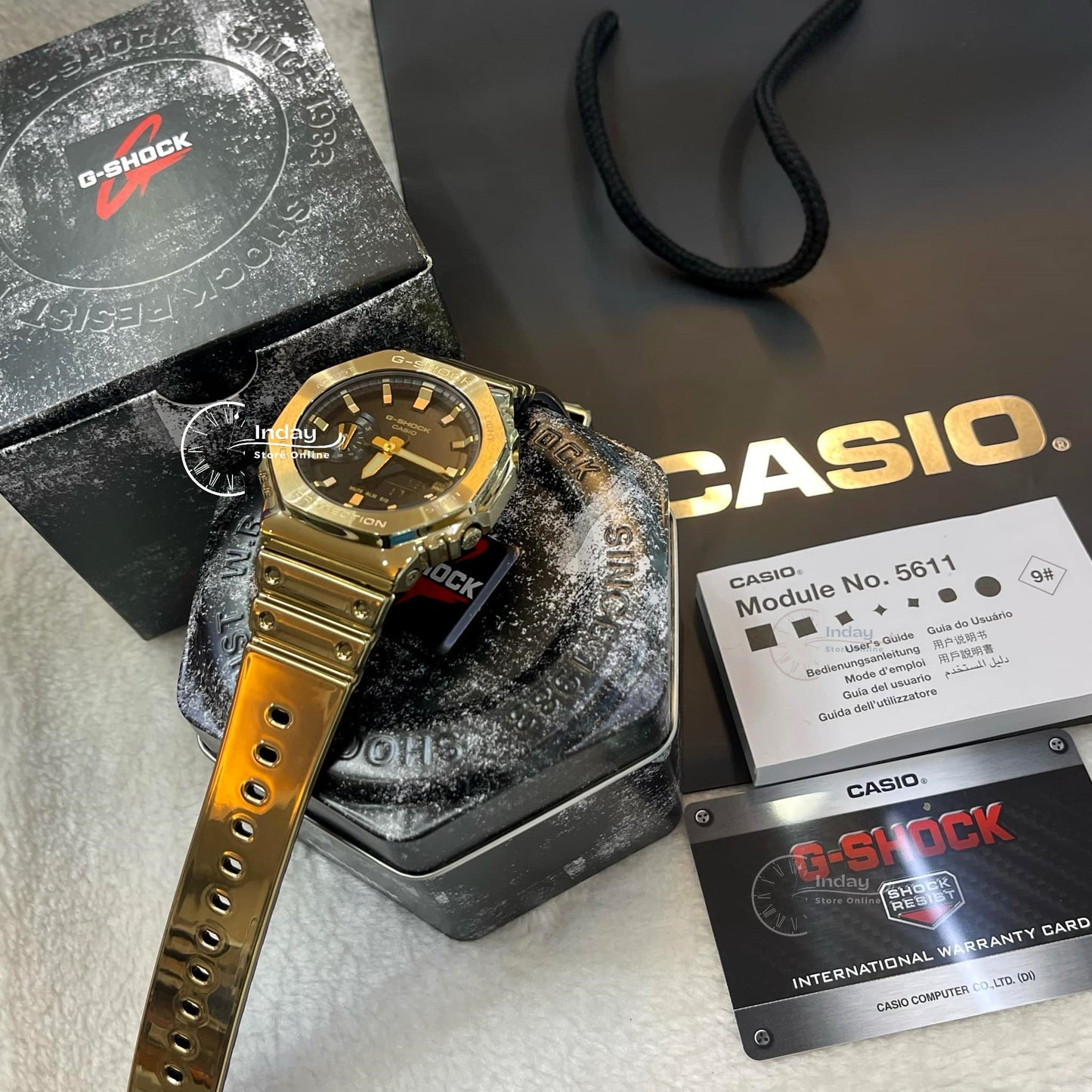 Casio G-Shock G-Steel Men's Watch GM-2100YMG-9A Mineral Glass Shock Resistant Stainless Steel Band