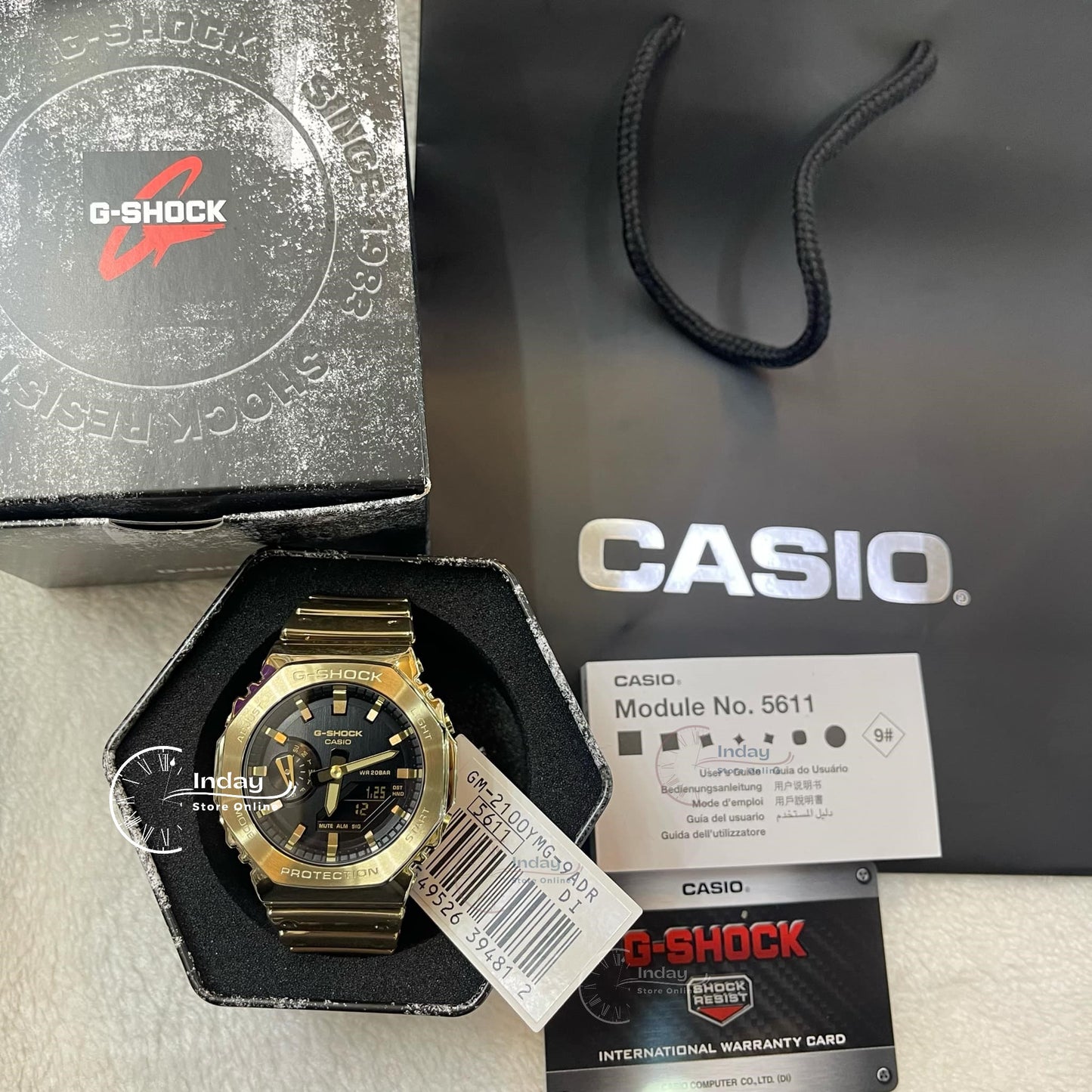 Casio G-Shock G-Steel Men's Watch GM-2100YMG-9A Mineral Glass Shock Resistant Stainless Steel Band