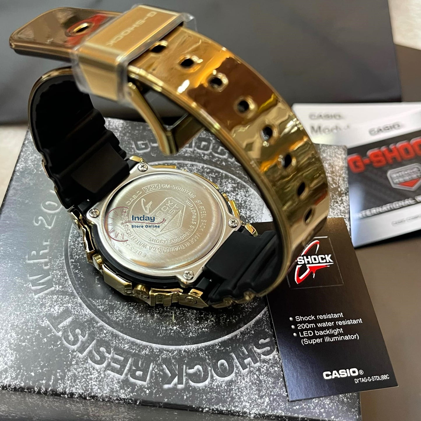 Casio G-Shock G-Steel Men's Watch GM-5600YMG-9 Resin Band Mineral Glass Shock Resistant Battery Life 5-Years