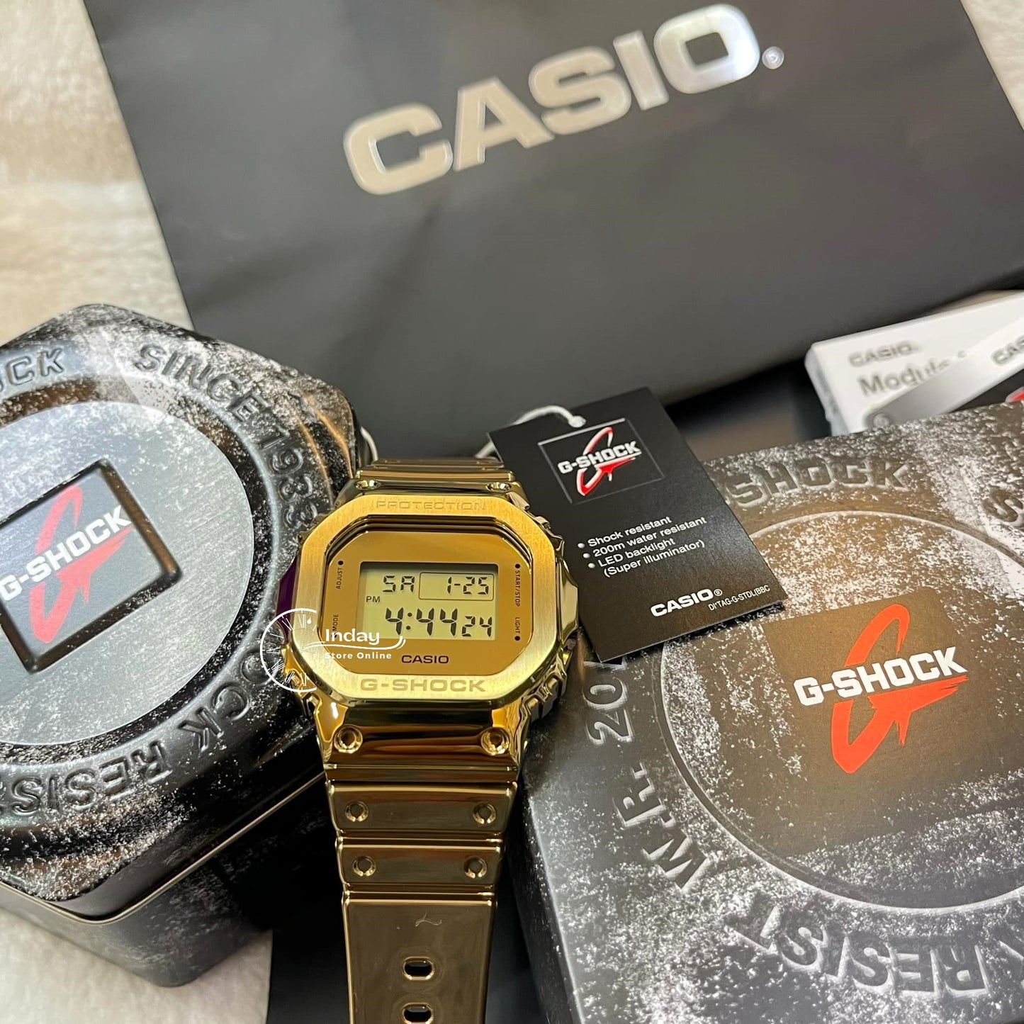 Casio G-Shock G-Steel Men's Watch GM-5600YMG-9 Resin Band Mineral Glass Shock Resistant Battery Life 5-Years