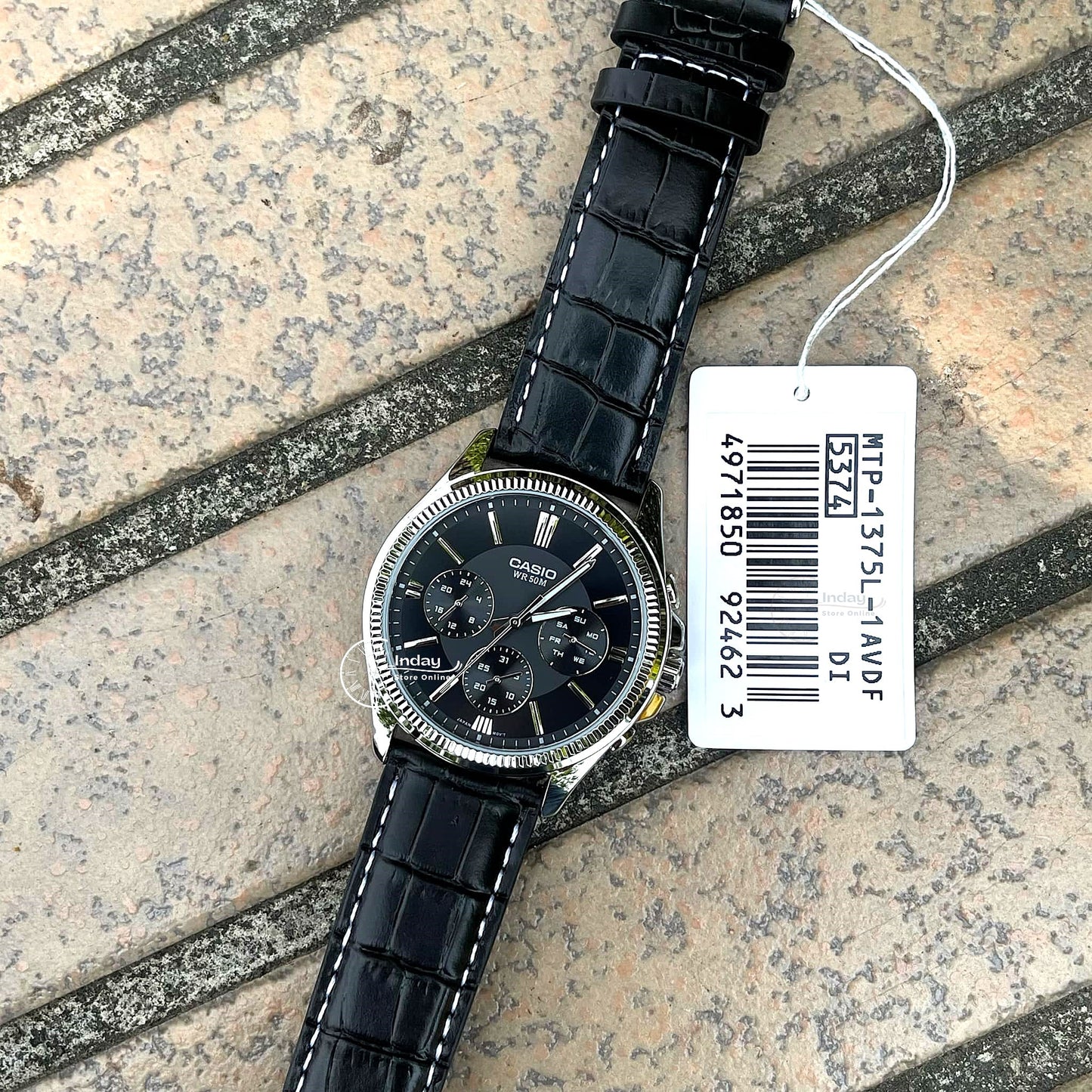 Casio Men's Watch MTP-1375L-1A Mineral Glass Genuine Leather Band