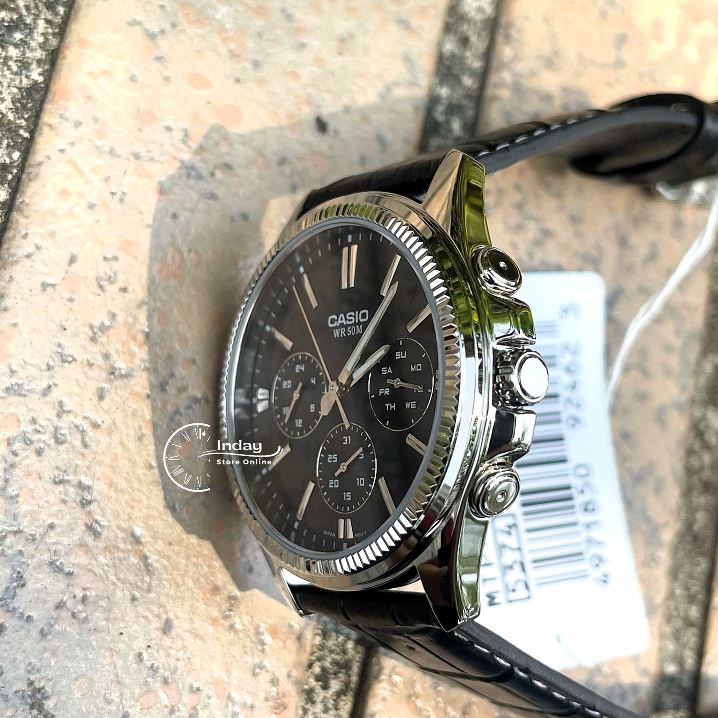 Casio Men's Watch MTP-1375L-1A Mineral Glass Genuine Leather Band