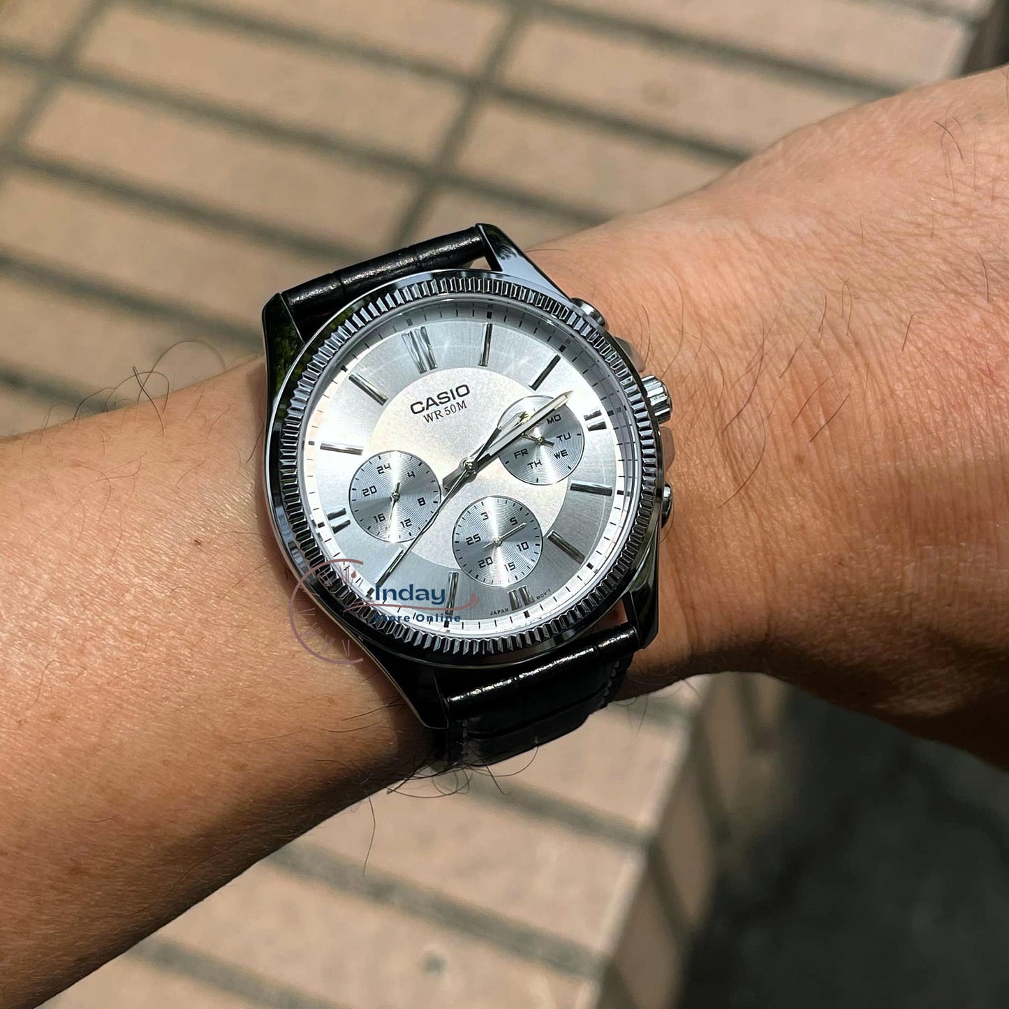 Casio Men's Watch MTP-1375L-7A Mineral Glass Genuine Leather Band