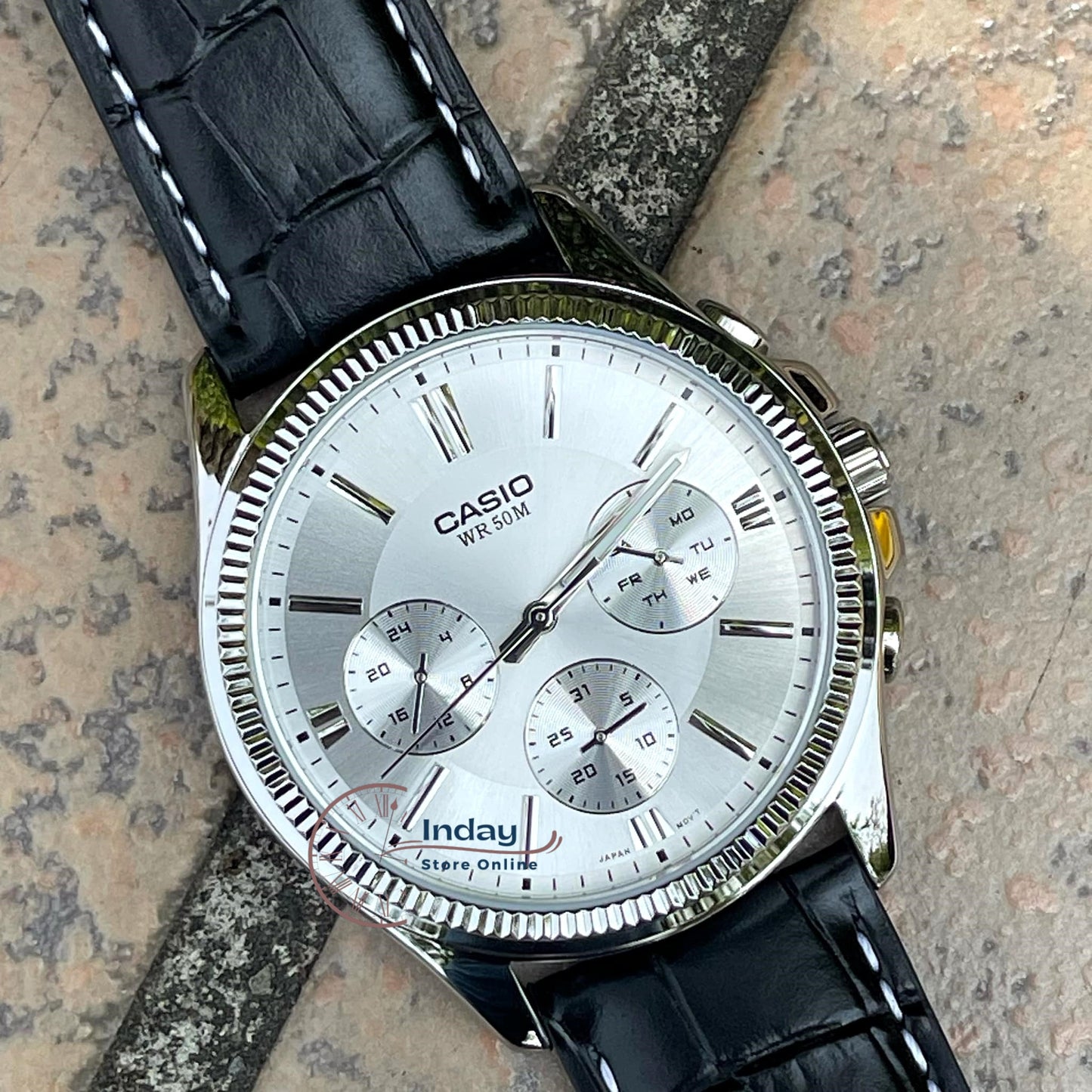 Casio Men's Watch MTP-1375L-7A Mineral Glass Genuine Leather Band
