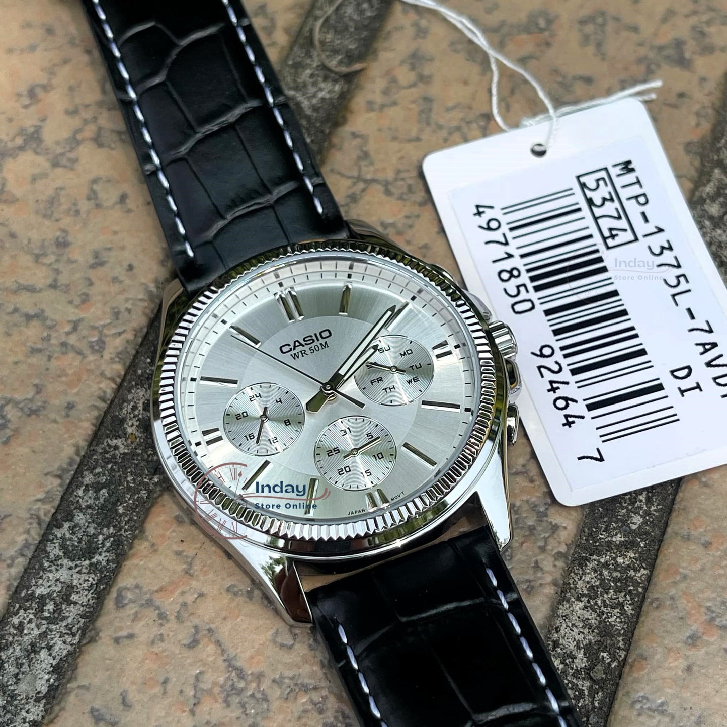 Casio Men's Watch MTP-1375L-7A Mineral Glass Genuine Leather Band