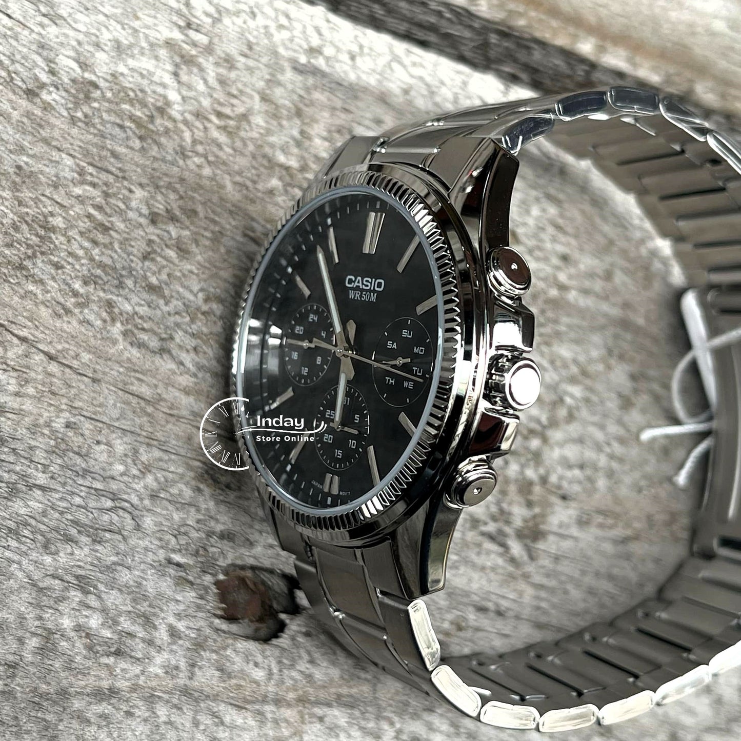 Casio Men's Watch MTP-1375D-1A Mineral Glass Stainless Steel Band One-touch 3-fold Clasp