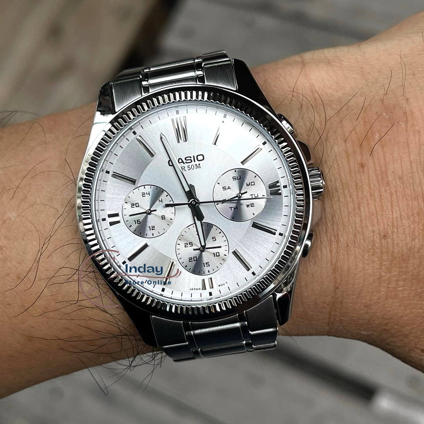 Casio Men's Watch MTP-1375D-7A Mineral Glass Stainless Steel Band One-touch 3-fold Clasp