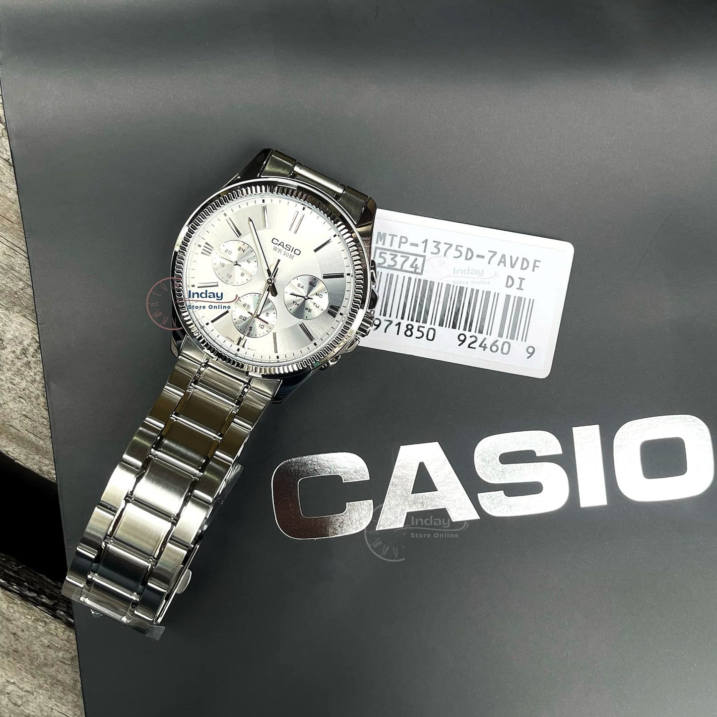 Casio Men's Watch MTP-1375D-7A Mineral Glass Stainless Steel Band One-touch 3-fold Clasp