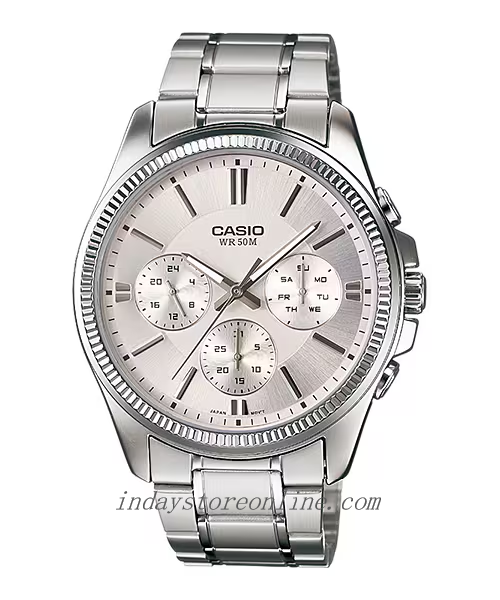 Casio Men's Watch MTP-1375D-7A Mineral Glass Stainless Steel Band One-touch 3-fold Clasp