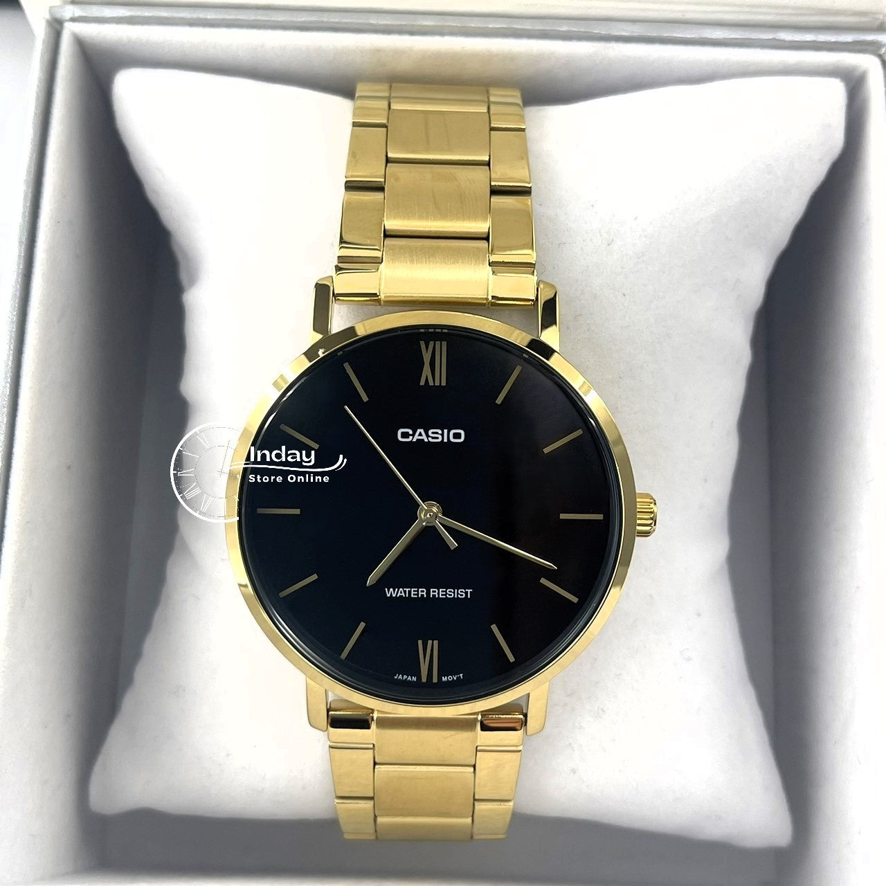 Casio Standard Men's Watch MTP-VT01G-1B Analog Stainless Steel Band Triple-fold Clasp Mineral Glass