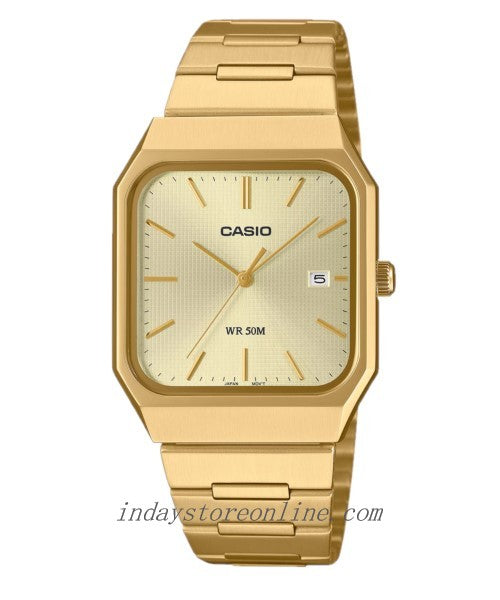 Casio Vintage Unisex Watch MTP-B185G-9A Mineral Glass Adjustable Stainless Steel Band