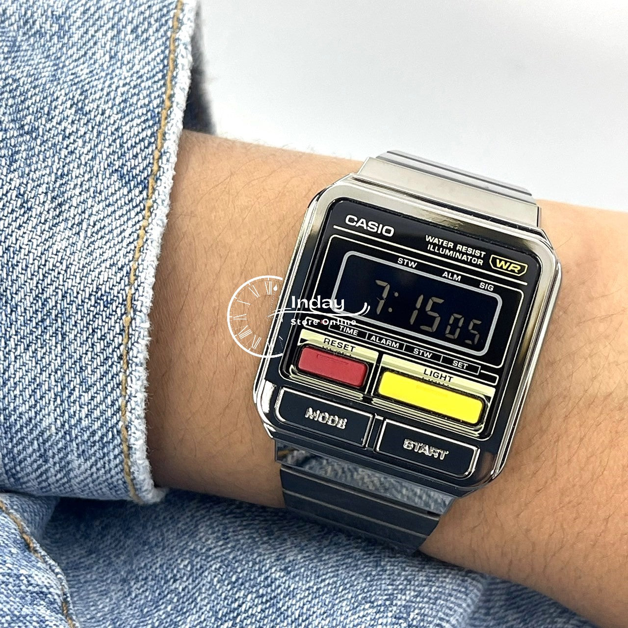 Casio Vintage Women's Watch A120WEGG-1B Resin Glass Stainless Steel Band Adjustable Clasp