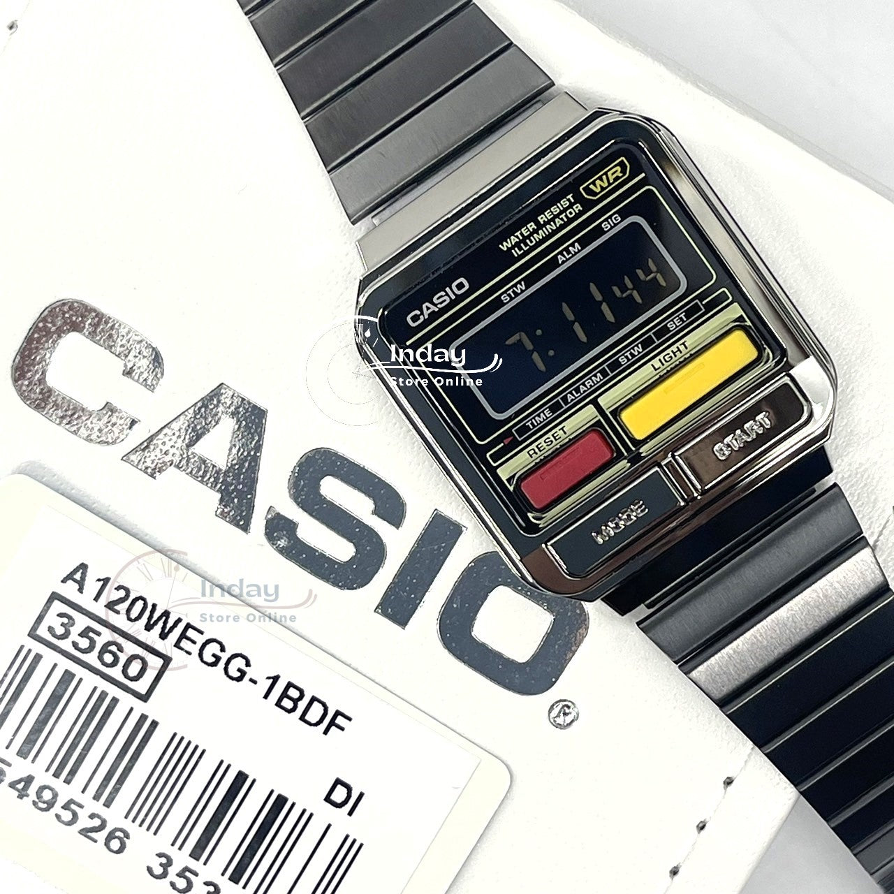 Casio Vintage Women's Watch A120WEGG-1B Resin Glass Stainless Steel Band Adjustable Clasp