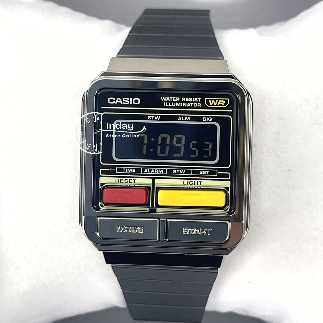Casio Vintage Women's Watch A120WEGG-1B Resin Glass Stainless Steel Band Adjustable Clasp
