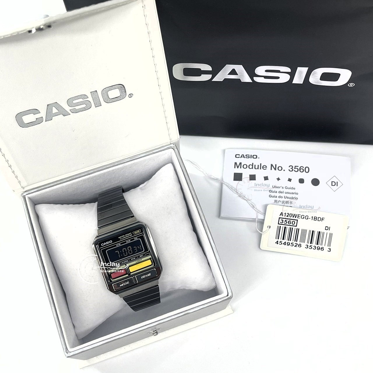 Casio Vintage Women's Watch A120WEGG-1B Resin Glass Stainless Steel Band Adjustable Clasp