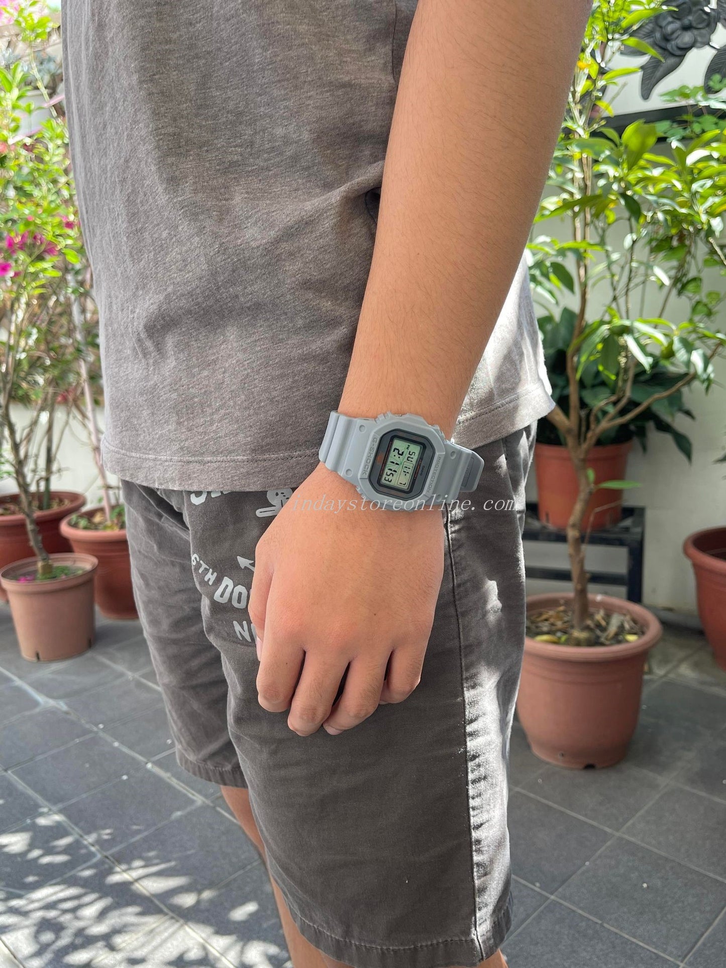 Casio G-Shock Men's Watch DW-5600MNT-8 Digital 5600 Series Muic Night Tokyo Light Gray Color Shock Resistant Mineral Glass