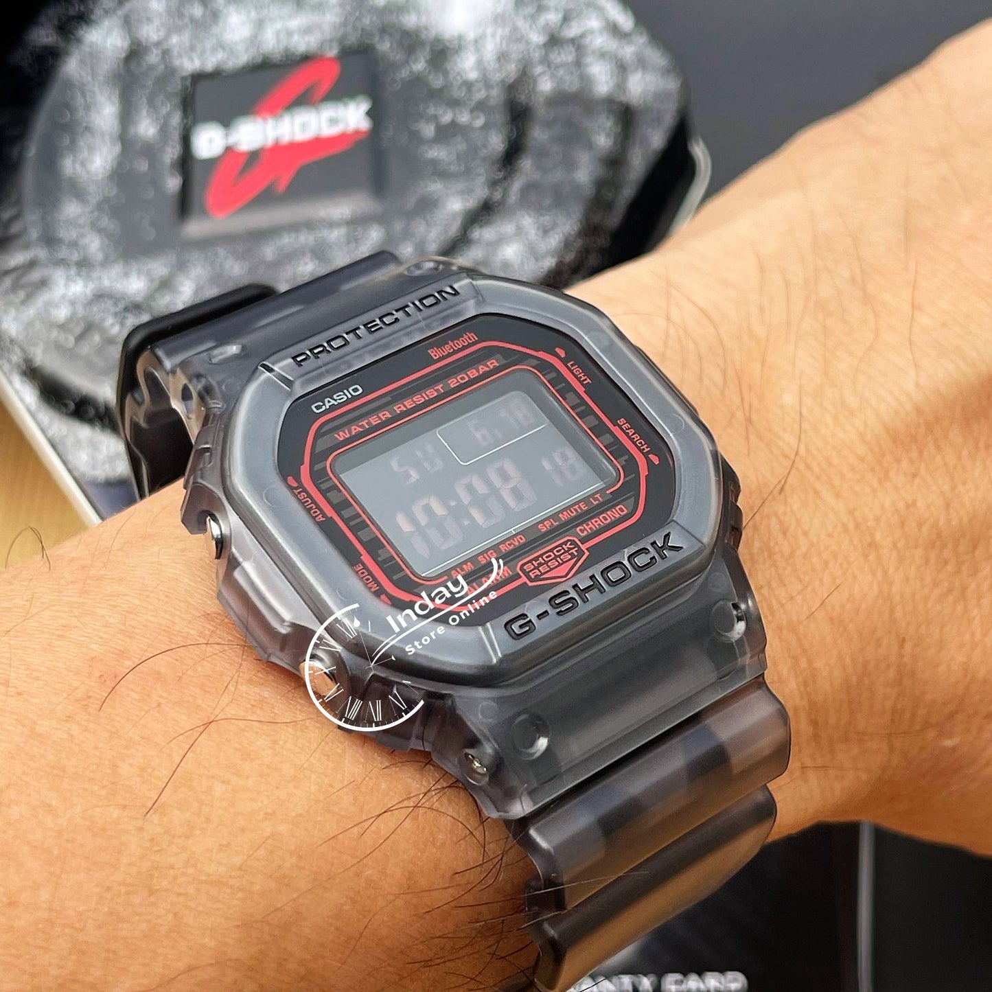 Casio G-Shock Men's Watch DW-B5600G-1 Digital 5600 Series Transparent Color Mobile link (Wireless linking using Bluetooth®)