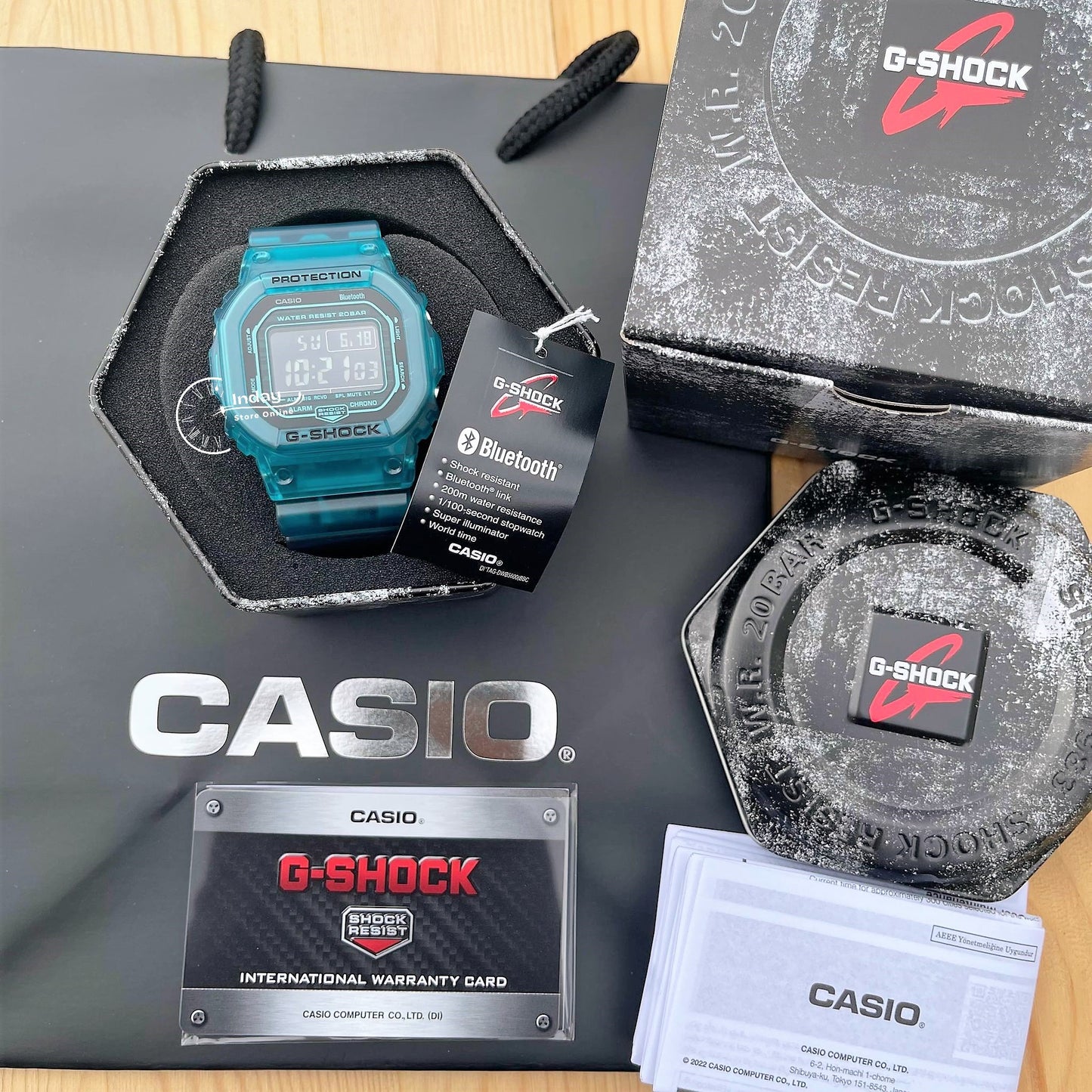 Casio G-Shock Men's Watch DW-B5600G-2 Digital 5600 Series Transparent Color Mobile link (Wireless linking using Bluetooth®)
