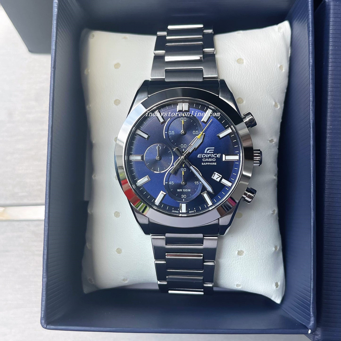 Casio Edifice Men's Watch EFB-710D-2A Standard Chronograph Stainless Steel Band Sapphire Crystal