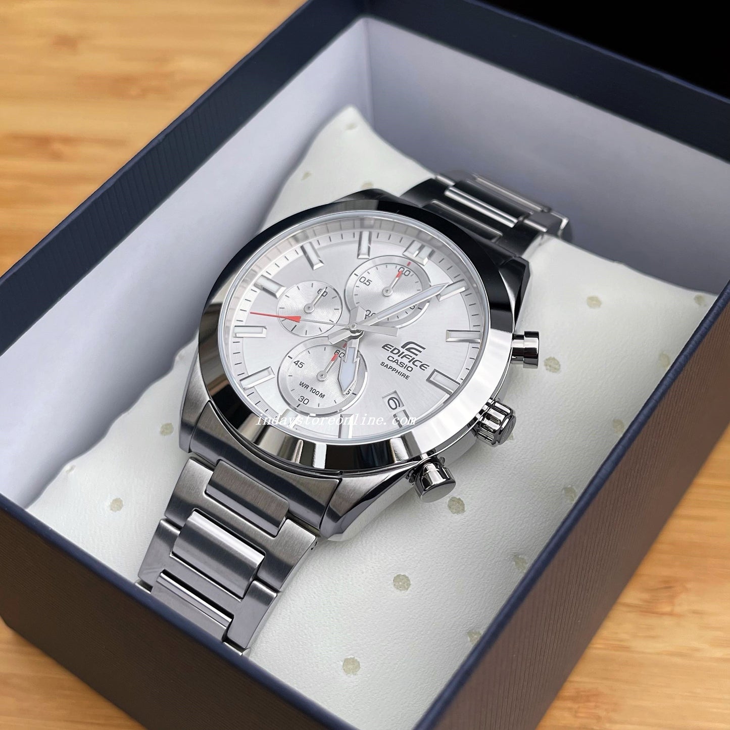 Casio Edifice Men's Watch EFB-710D-7A Standard Chronograph Stainless Steel Band Sapphire Crystal