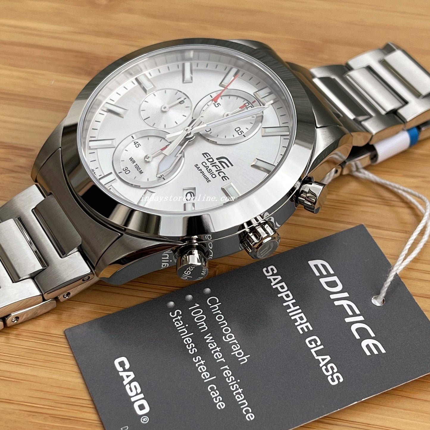 Casio Edifice Men's Watch EFB-710D-7A Standard Chronograph Stainless Steel Band Sapphire Crystal