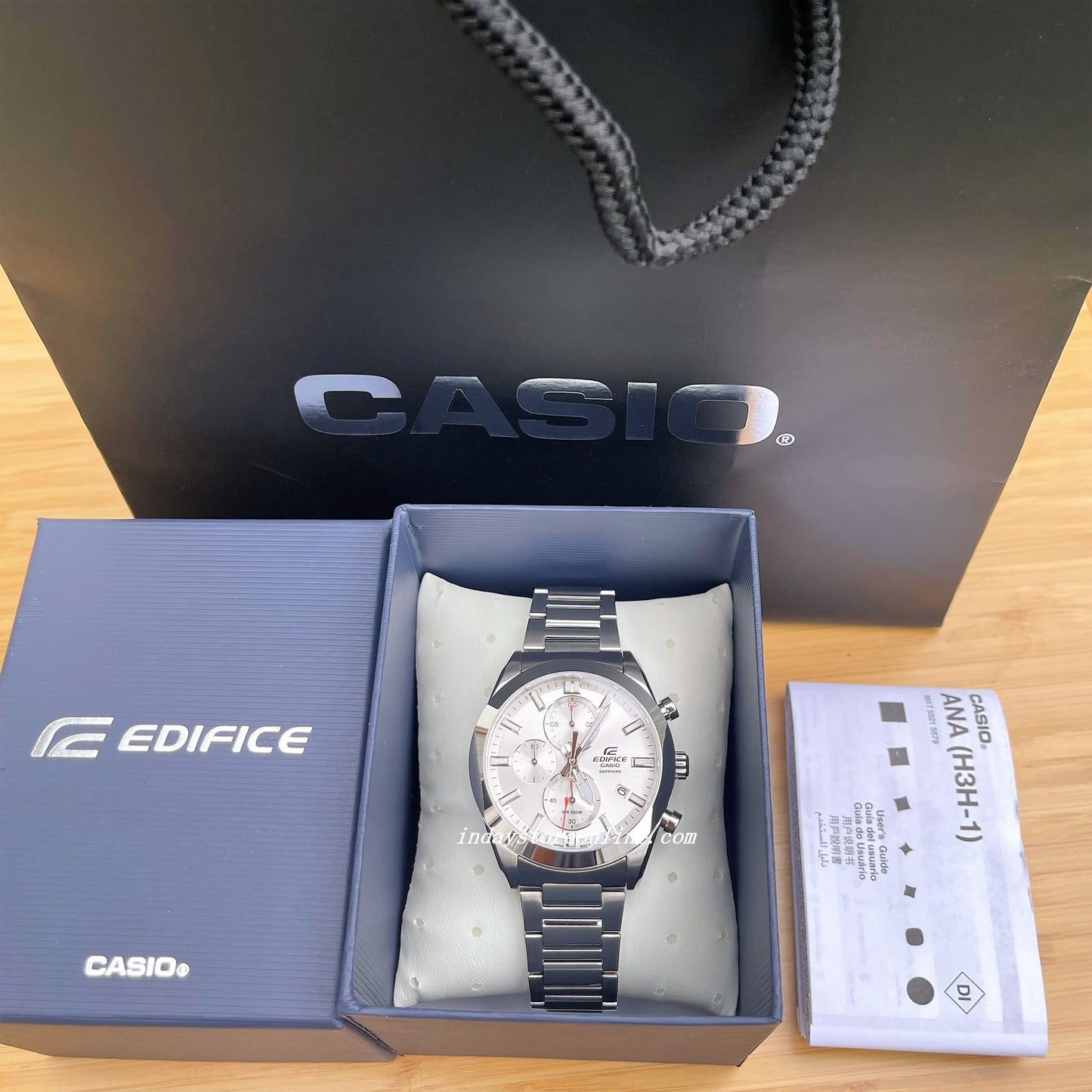 Casio Edifice Men's Watch EFB-710D-7A Standard Chronograph Stainless Steel Band Sapphire Crystal
