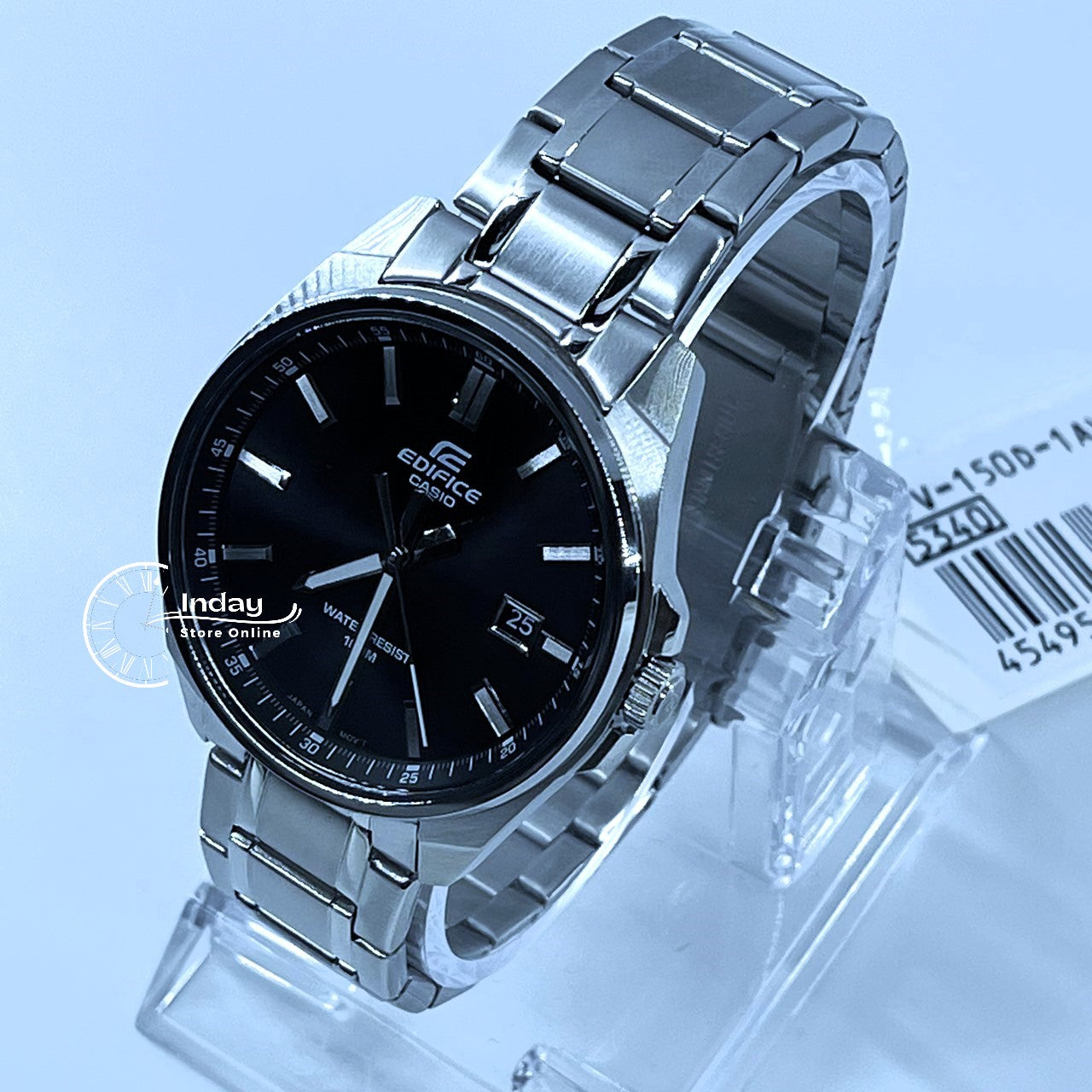 Casio Edifice Men's Watch EFV-150D-1A 3-Hand Analog Stainless Steel Band Mineral Glass