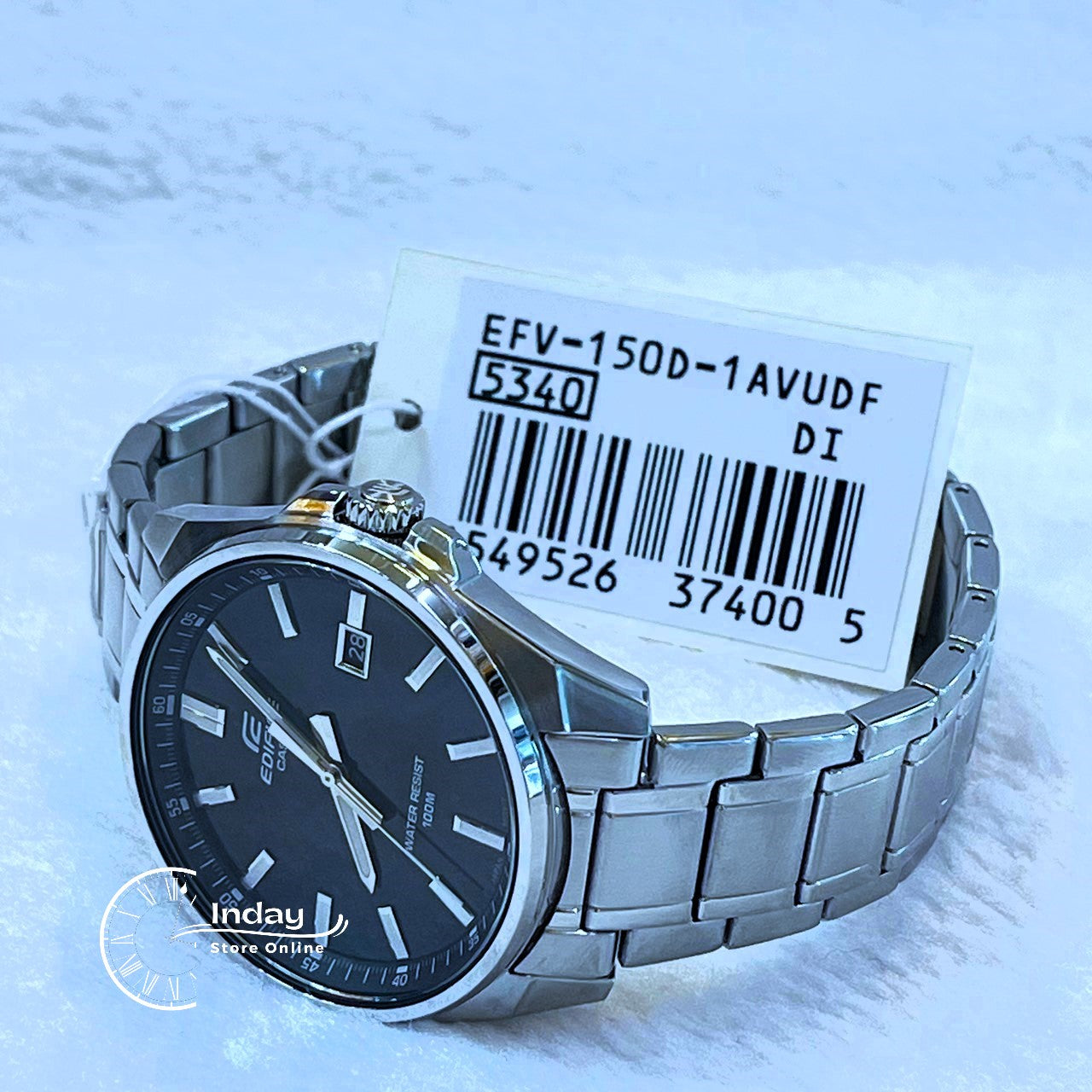 Casio Edifice Men's Watch EFV-150D-1A 3-Hand Analog Stainless Steel Band Mineral Glass