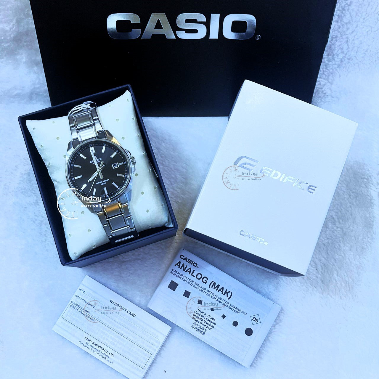 Casio Edifice Men's Watch EFV-150D-1A 3-Hand Analog Stainless Steel Band Mineral Glass