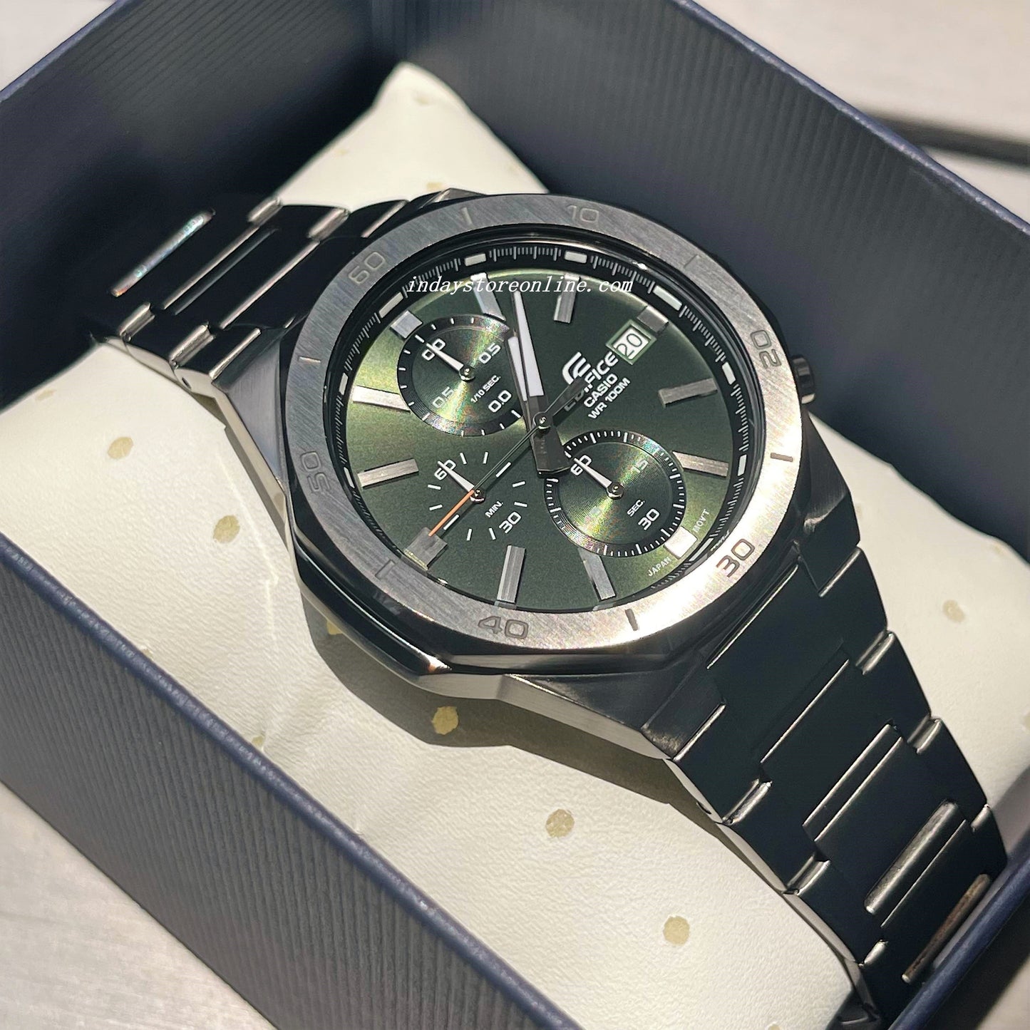 Casio Edifice Men's Watch EFV-640DC-3A Standard Chronograph Stainless Steel Band Mineral Glass