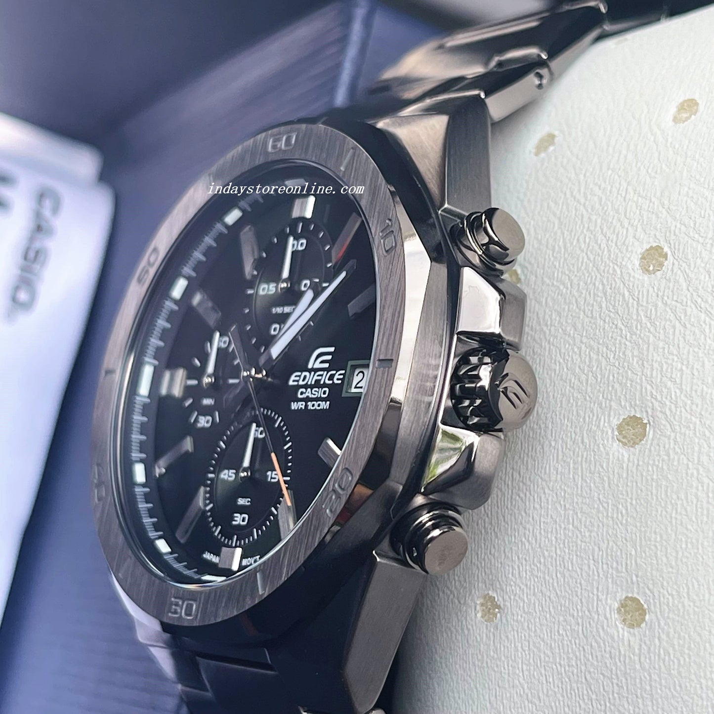 Casio Edifice Men's Watch EFV-640DC-3A Standard Chronograph Stainless Steel Band Mineral Glass