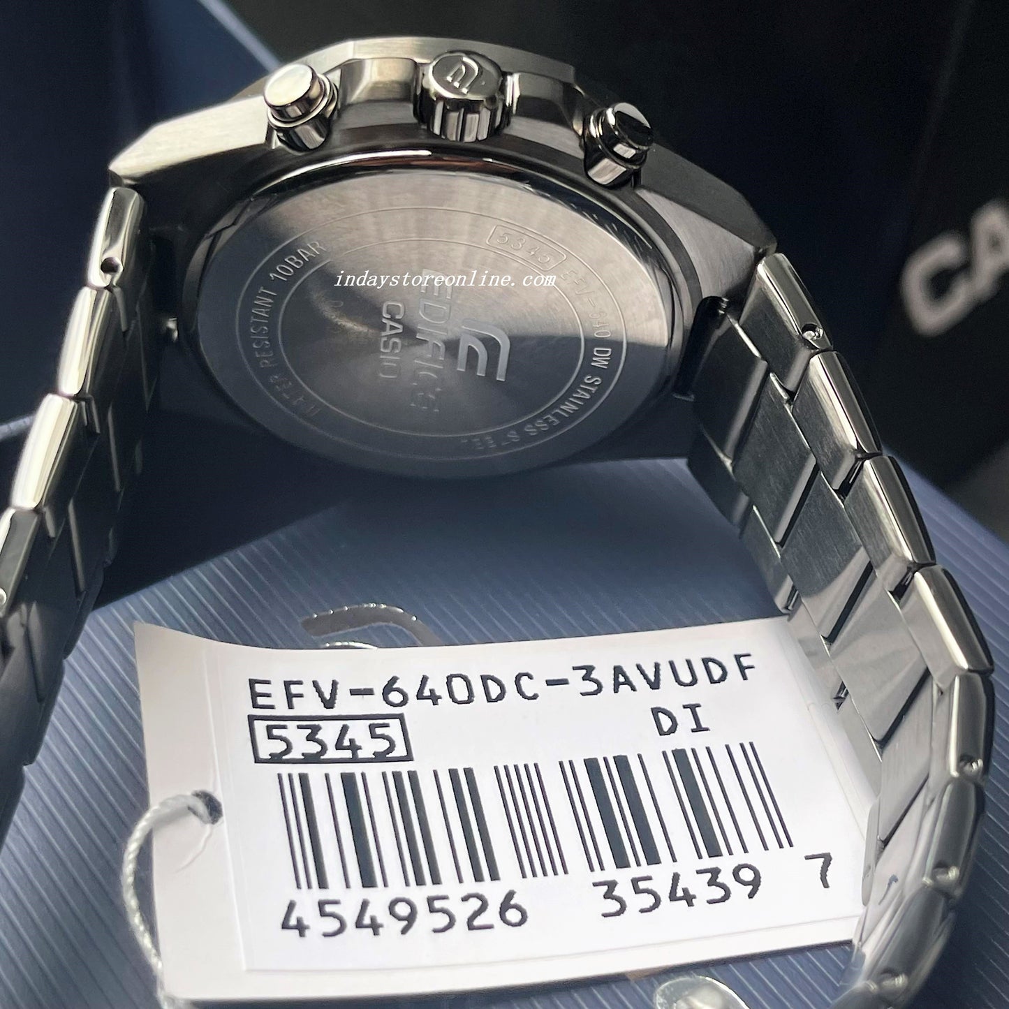 Casio Edifice Men's Watch EFV-640DC-3A Standard Chronograph Stainless Steel Band Mineral Glass
