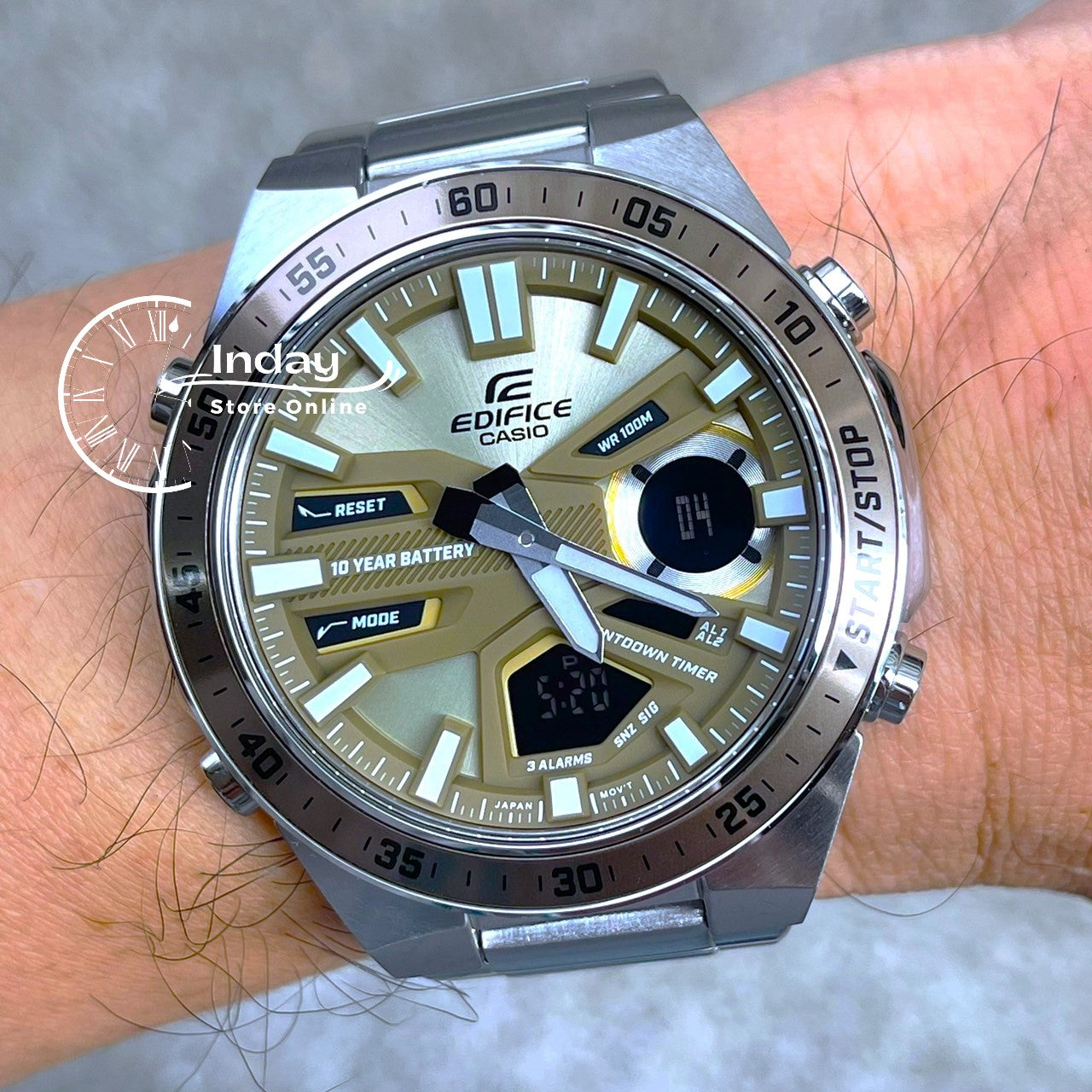 Casio Edifice Men's Watch EFV-C110D-5A Analog-Digital Stainless Steel Band Mineral Glass 10 years Battery Life