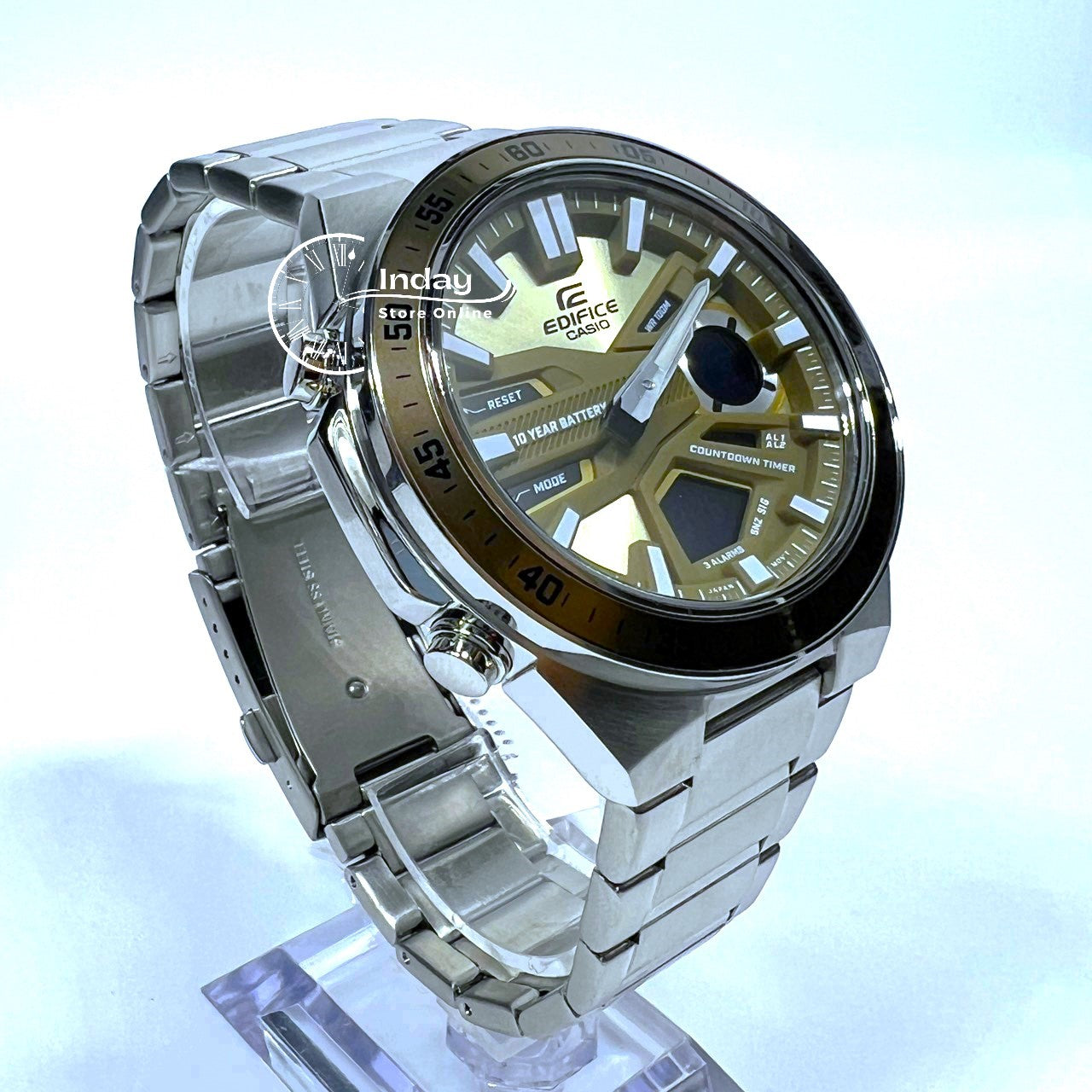 Casio Edifice Men's Watch EFV-C110D-5A Analog-Digital Stainless Steel Band Mineral Glass 10 years Battery Life