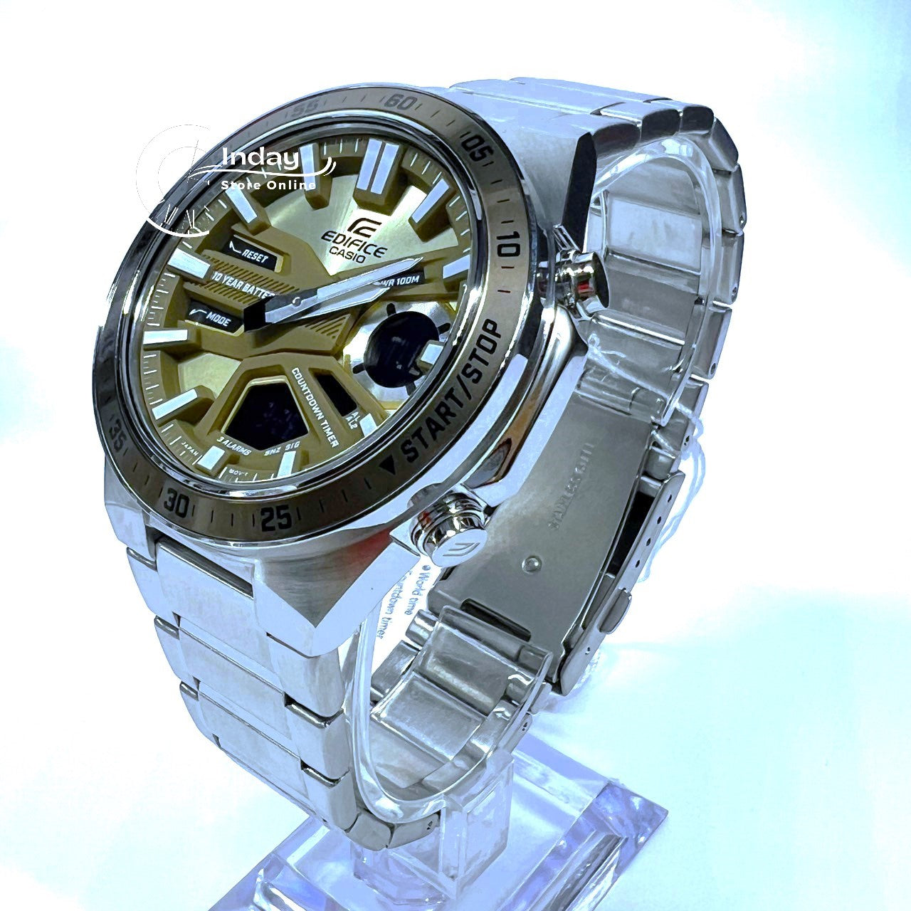 Casio Edifice Men's Watch EFV-C110D-5A Analog-Digital Stainless Steel Band Mineral Glass 10 years Battery Life