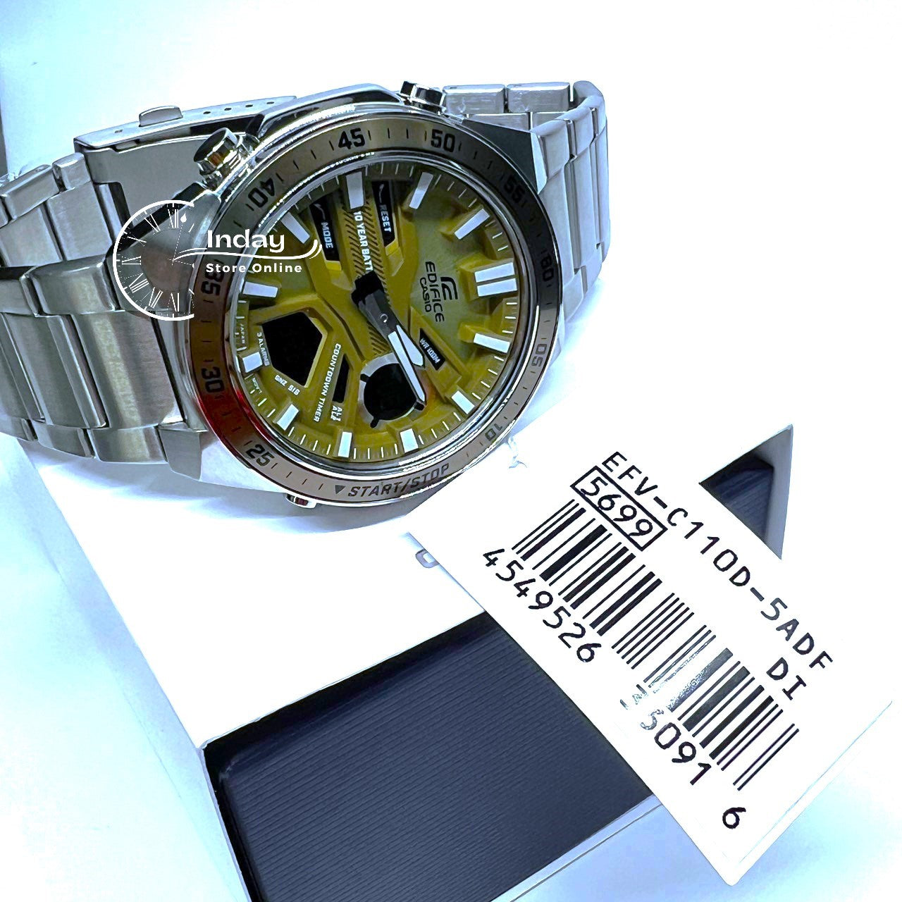 Casio Edifice Men's Watch EFV-C110D-5A Analog-Digital Stainless Steel Band Mineral Glass 10 years Battery Life