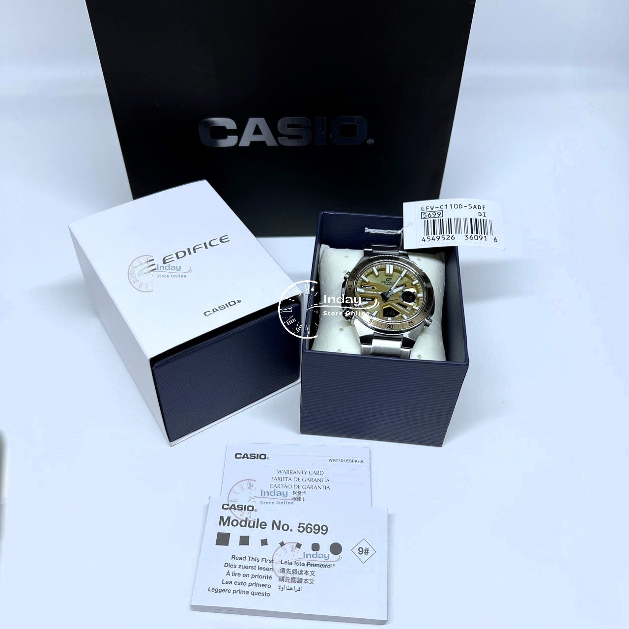 Casio Edifice Men's Watch EFV-C110D-5A Analog-Digital Stainless Steel Band Mineral Glass 10 years Battery Life