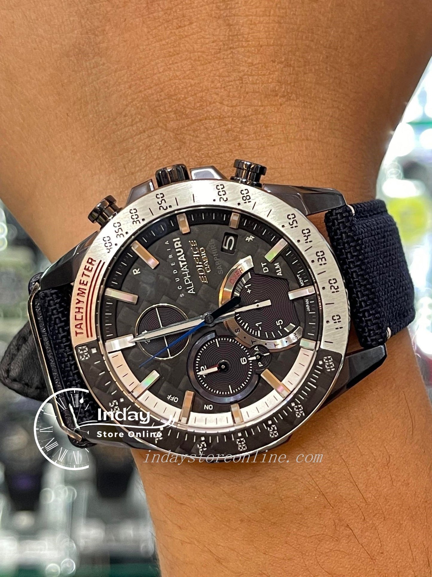 Casio Edifice Men's Watch EQB-1000AT-1A Cloth Band Mobile link Bluetooth Tough Solar