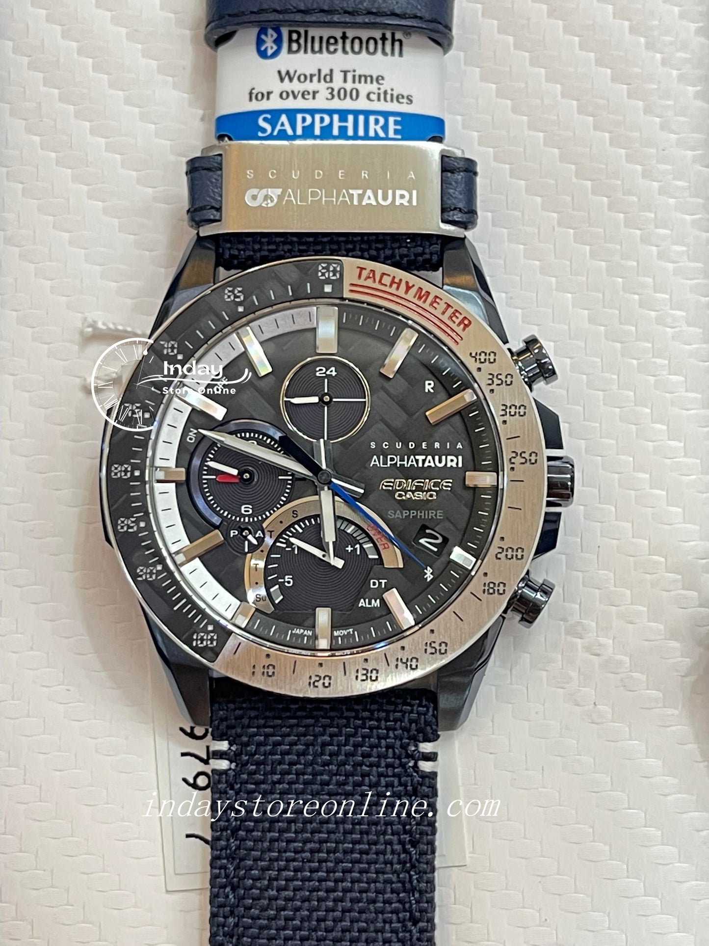 Casio Edifice Men's Watch EQB-1000AT-1A Cloth Band Mobile link Bluetooth Tough Solar