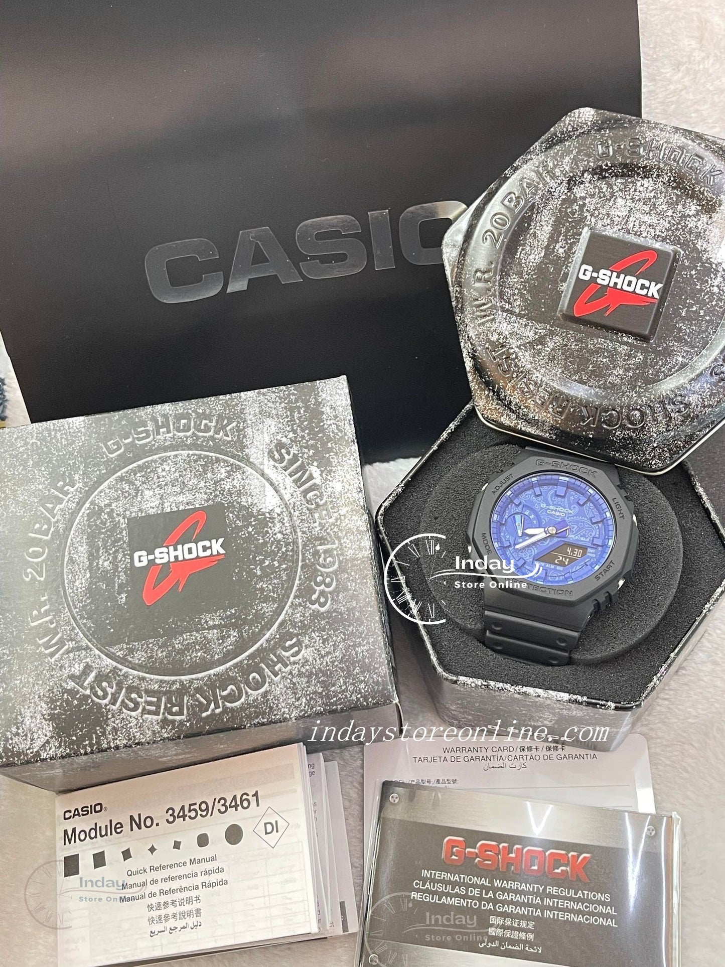 Casio G-Shock Men's Watch GA-2100BP-1A Analog-Digital GA-2100 Series Carbon Core Guard structure  Paisley Blue Series