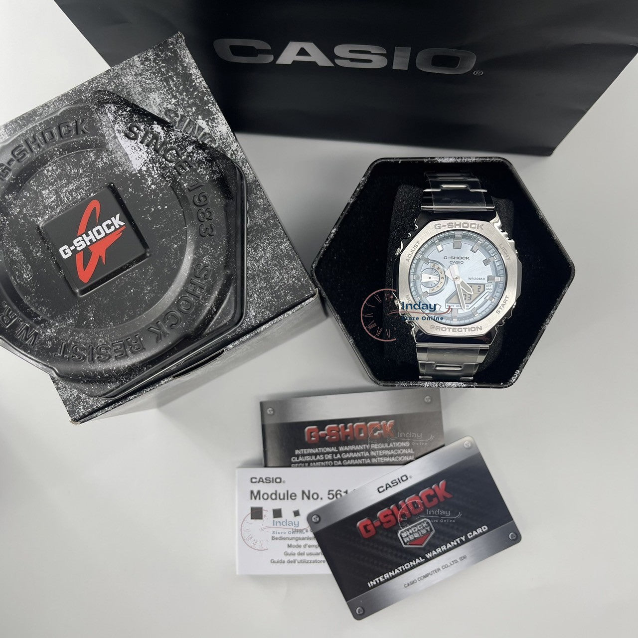 Casio G-Shock G-Steel Men's Watch GM-2110D-2A Stainless Steel Band One-touch 3-fold Clasp Shock Resistant Mineral Glass