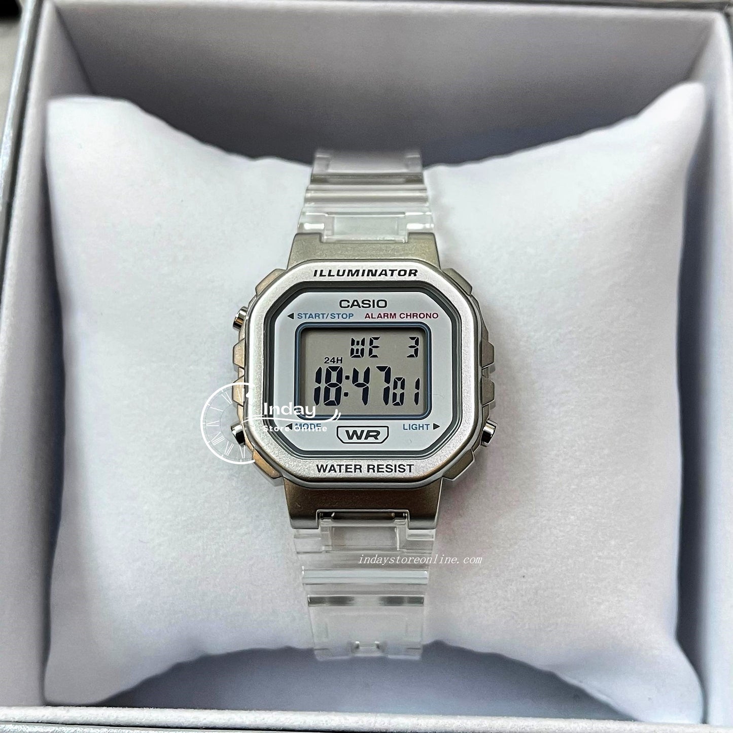 Casio Digital Women's Watch LA-20WHS-7A Digital Transparent Color Resin Band Resin Glass