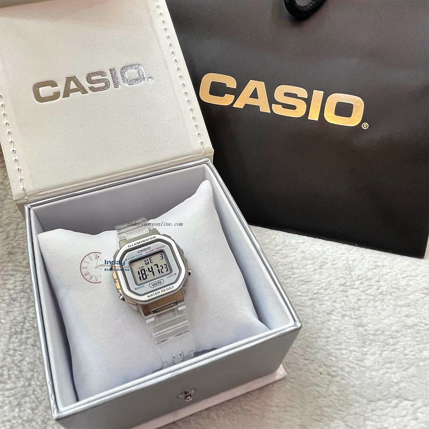 Casio Digital Women's Watch LA-20WHS-7A Digital Transparent Color Resin Band Resin Glass