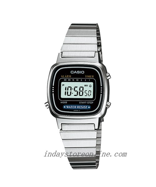 Casio Vintage Women's Watch LA670WA-1D Best Seller Silver Plated Stainless Steel Self-adjustable Band