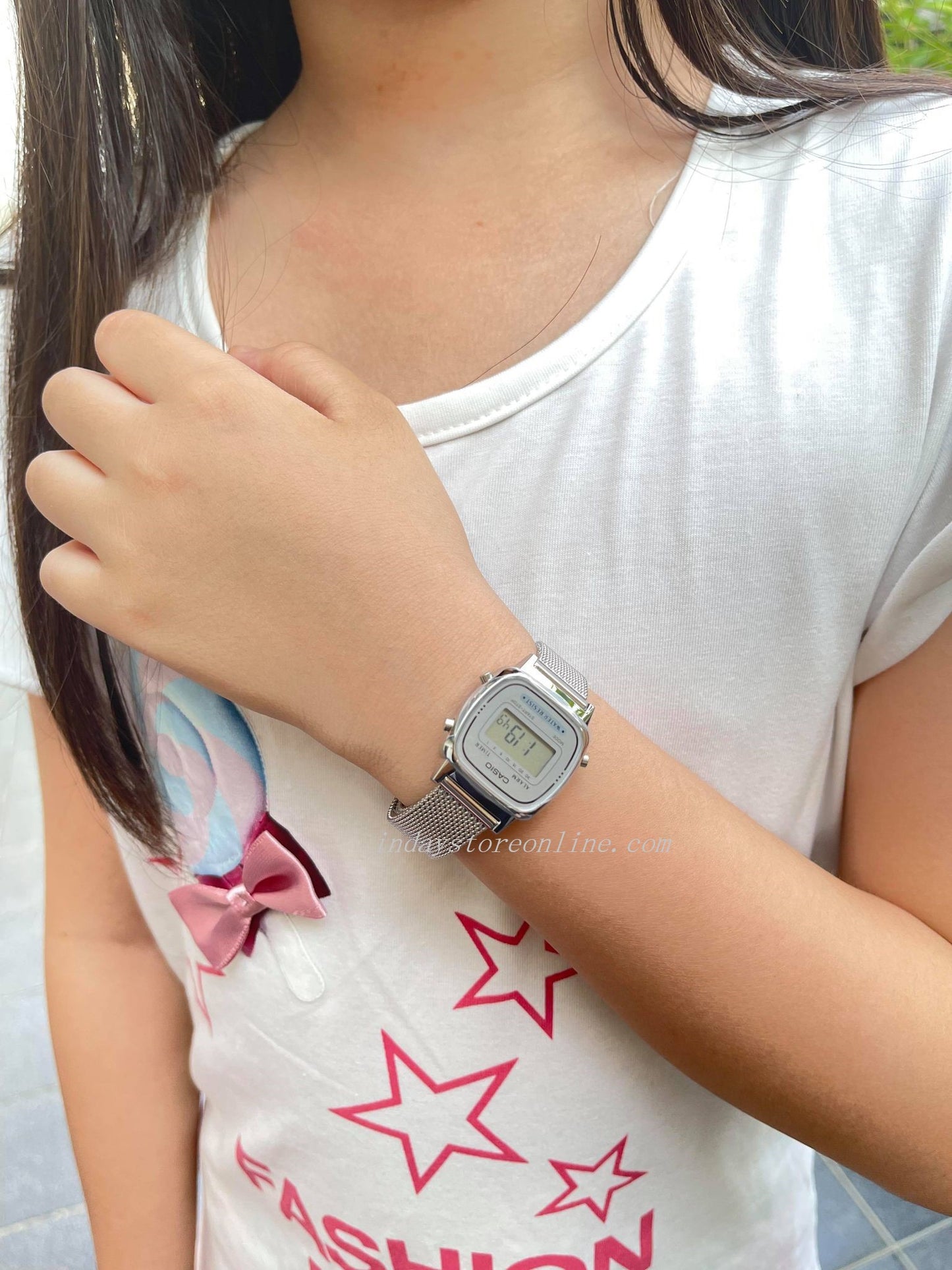 Casio Vintage Women's Watch LA670WEM-7 Silver Plated Stainless Steel Strap Self-adjustable Band