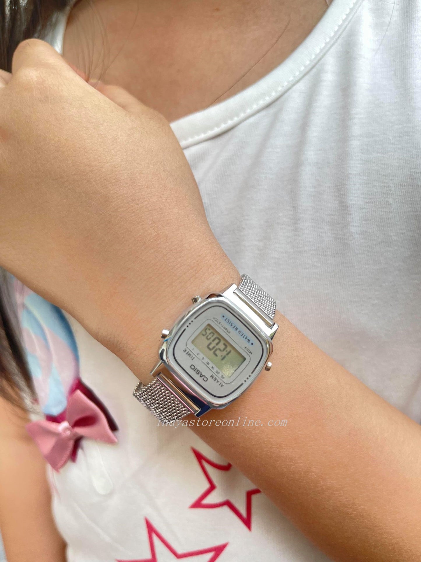 Casio Vintage Women's Watch LA670WEM-7 Silver Plated Stainless Steel Strap Self-adjustable Band