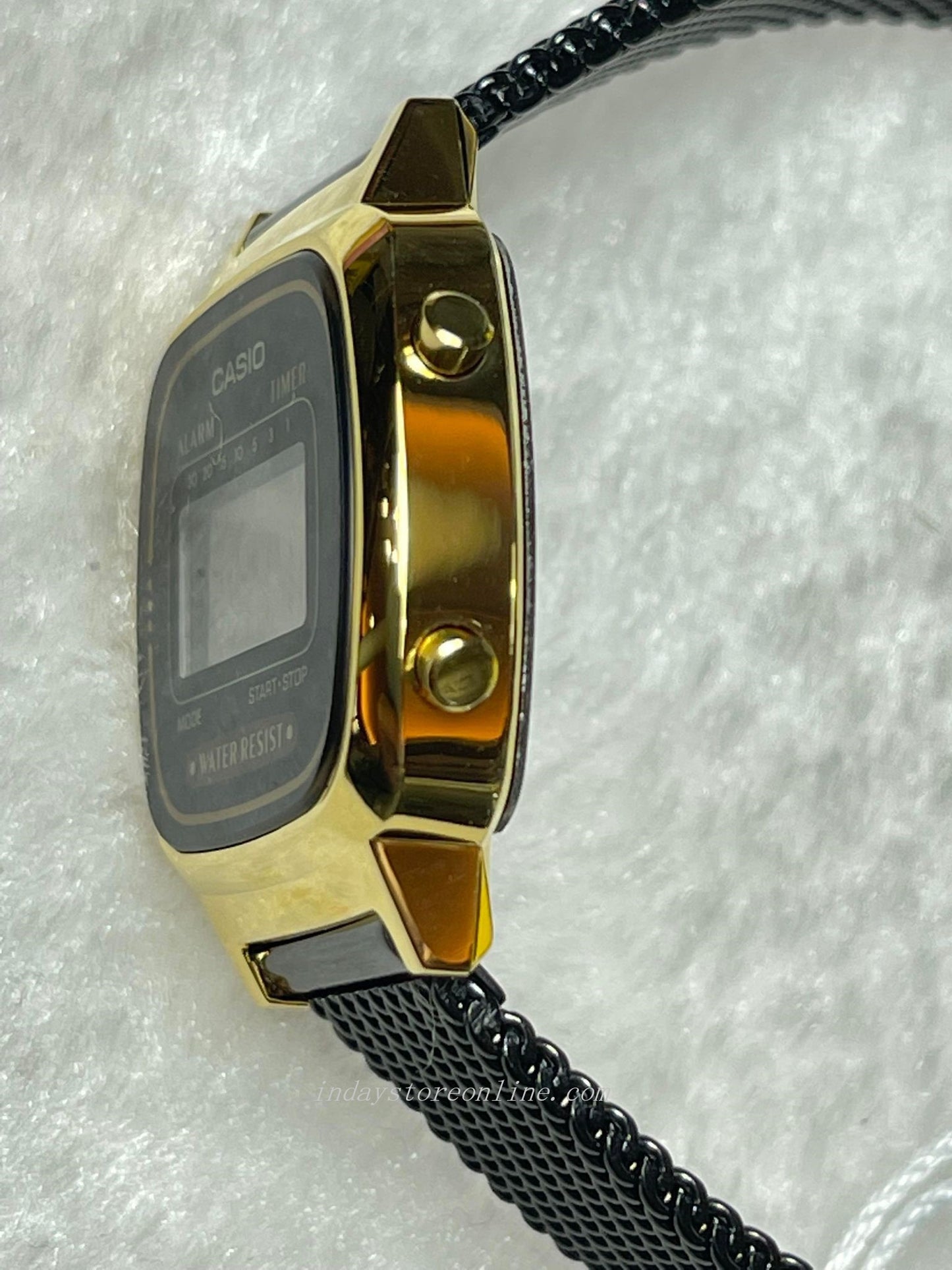 Casio Vintage Women's Watch LA670WEMB-1 Black Plated Stainless Steel Strap Self-adjustable Band