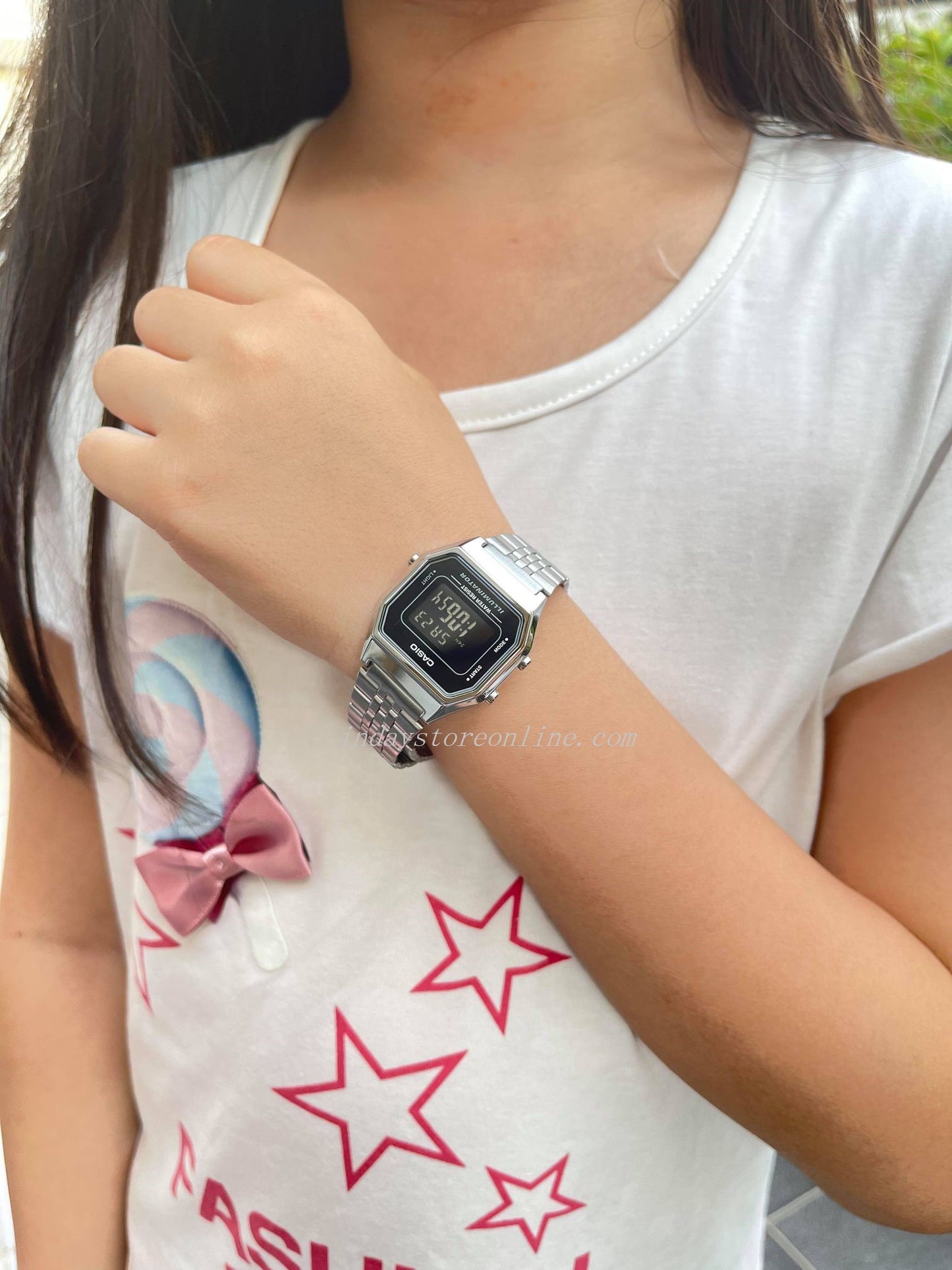 Casio Vintage Women's Watch LA680WA-1B Silver Plated Stainless Steel Self-adjustable Band